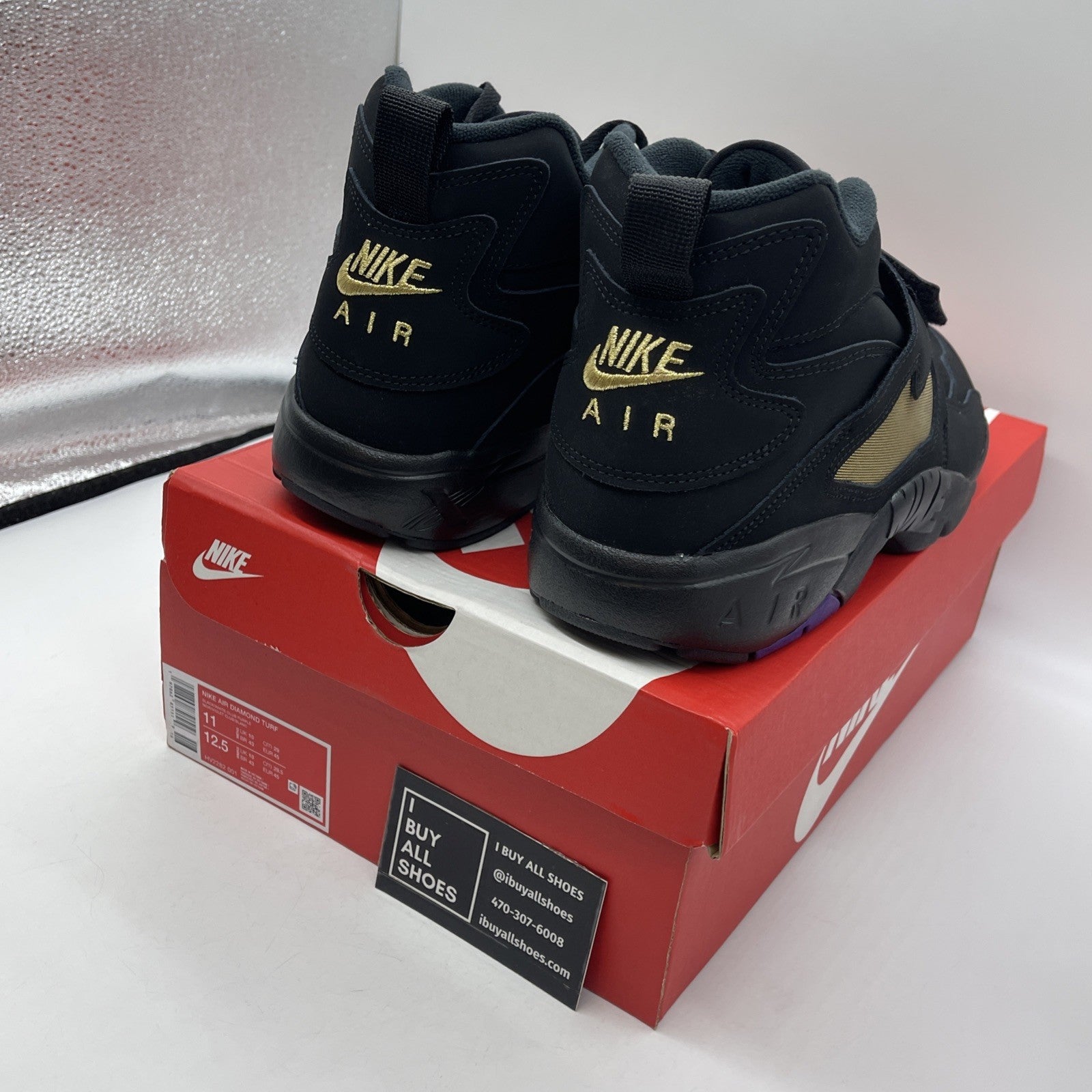 Size 11 - Nike Air Diamond Turf 2025 Ravens Black Gold Suede (HV2282-001)