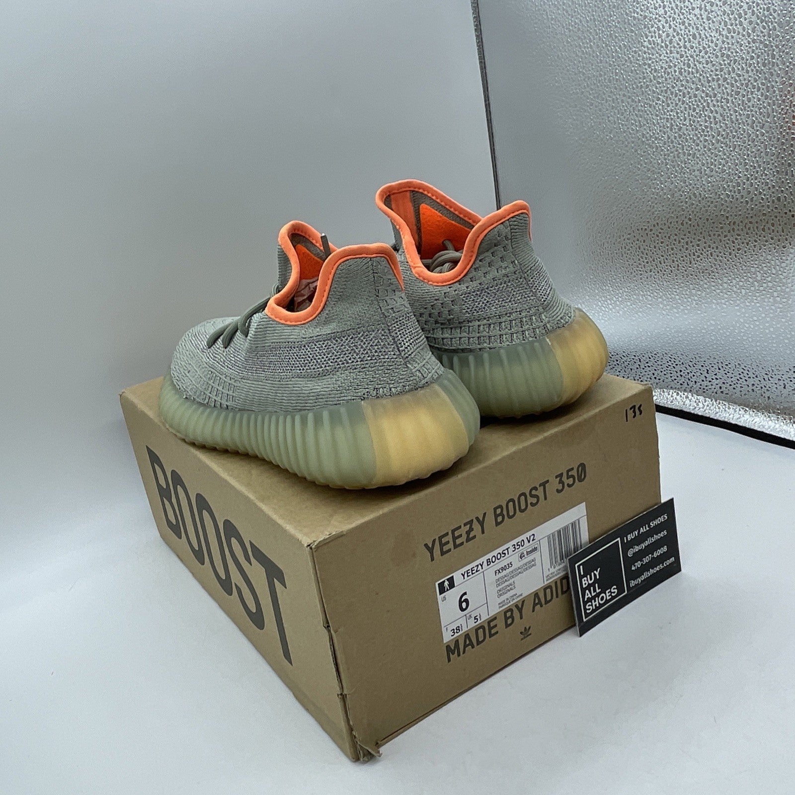 Size 6 - adidas Yeezy Boost 350 V2 Desert Sage Green Orange Suede (FX9035)