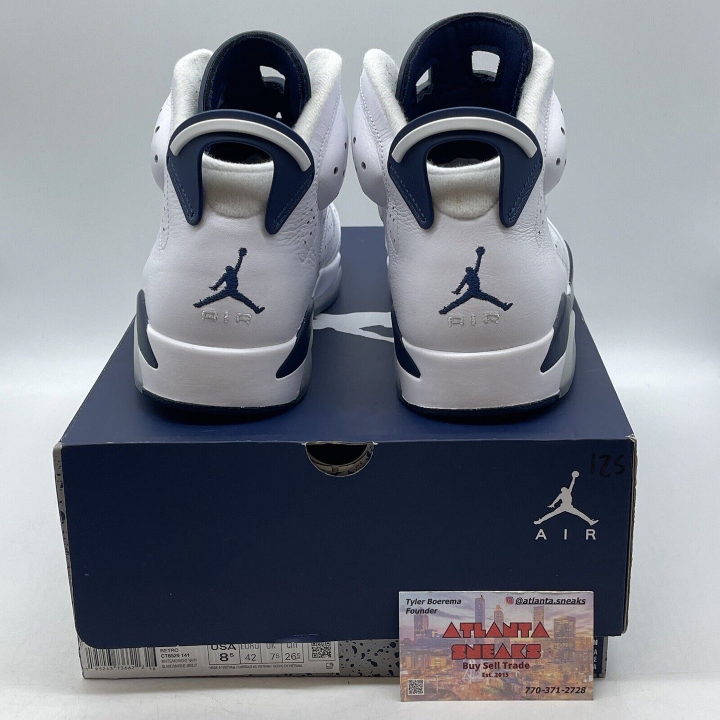 Size 8.5 - Jordan 6 Retro Midnight Navy White Leather (CT8529-141)