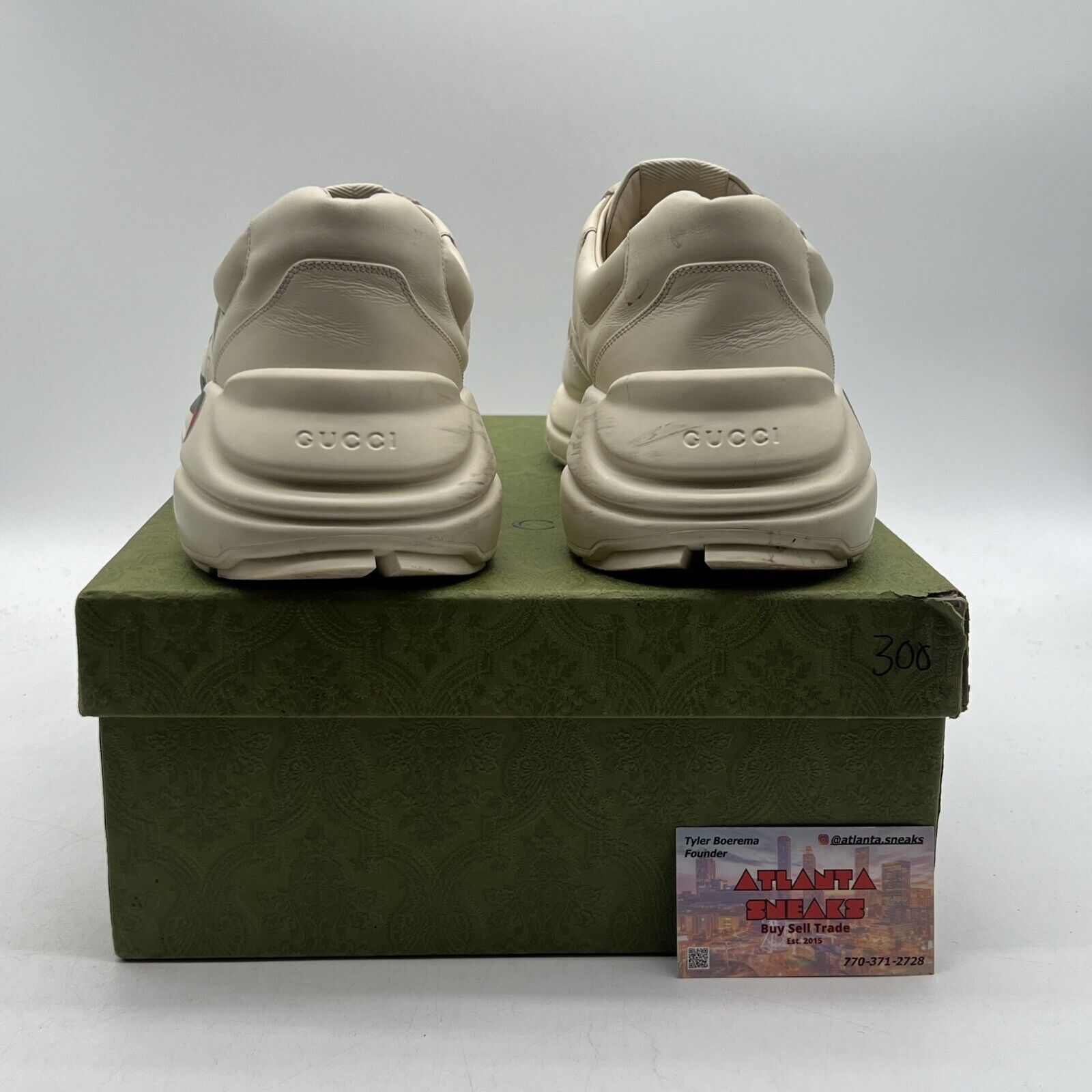 Size 12.5 - GUCCI Calfskin Logo Men’s Rhyton Sneakers Ivory