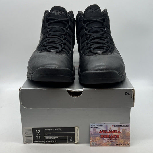 Size 12 - Air Jordan 10 Retro 2005 Stealth Black Leather Suede (310805-010)
