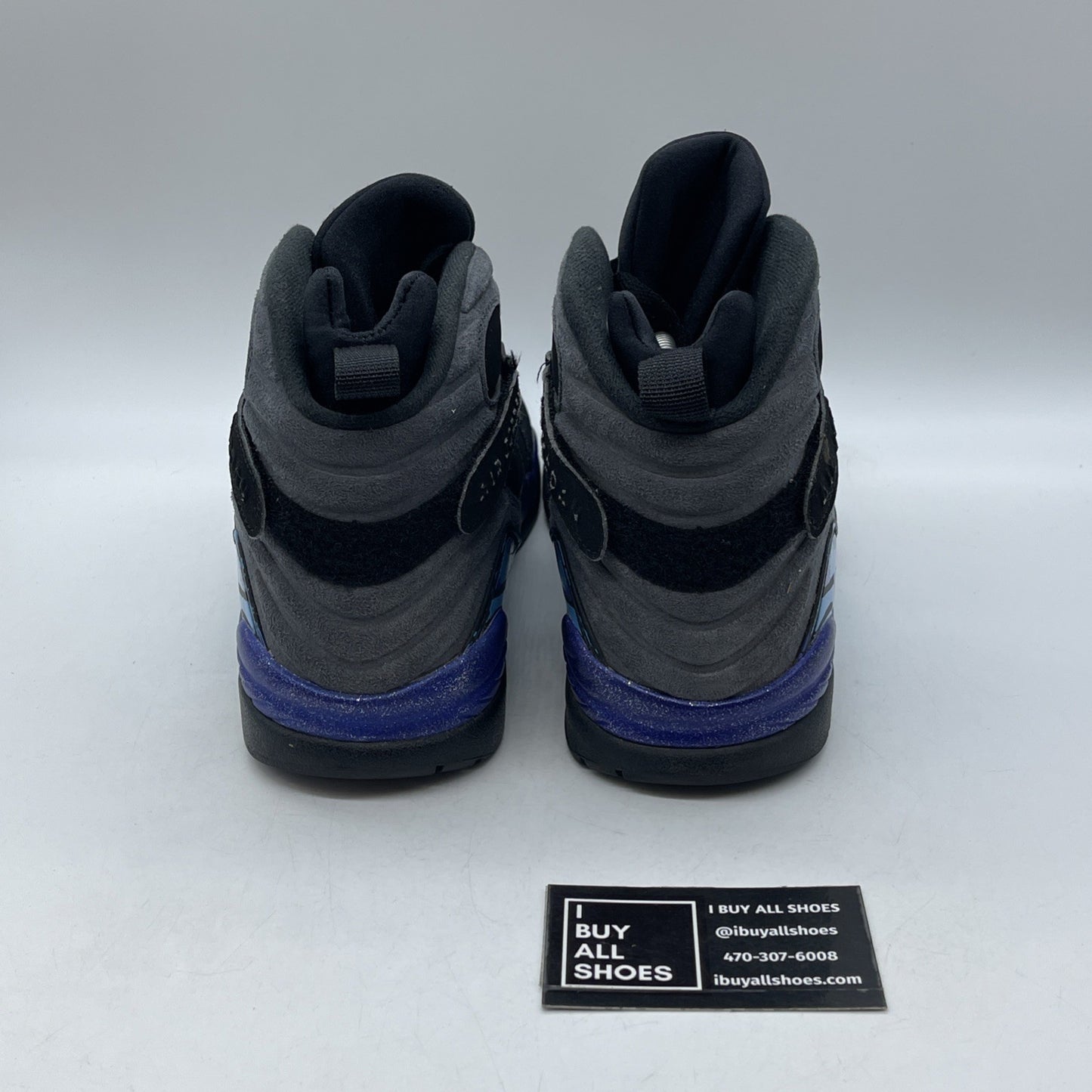 Size 10.5 - Air Jordan 8 Retro Aqua 2015 Grey Black Suede (305381-025)