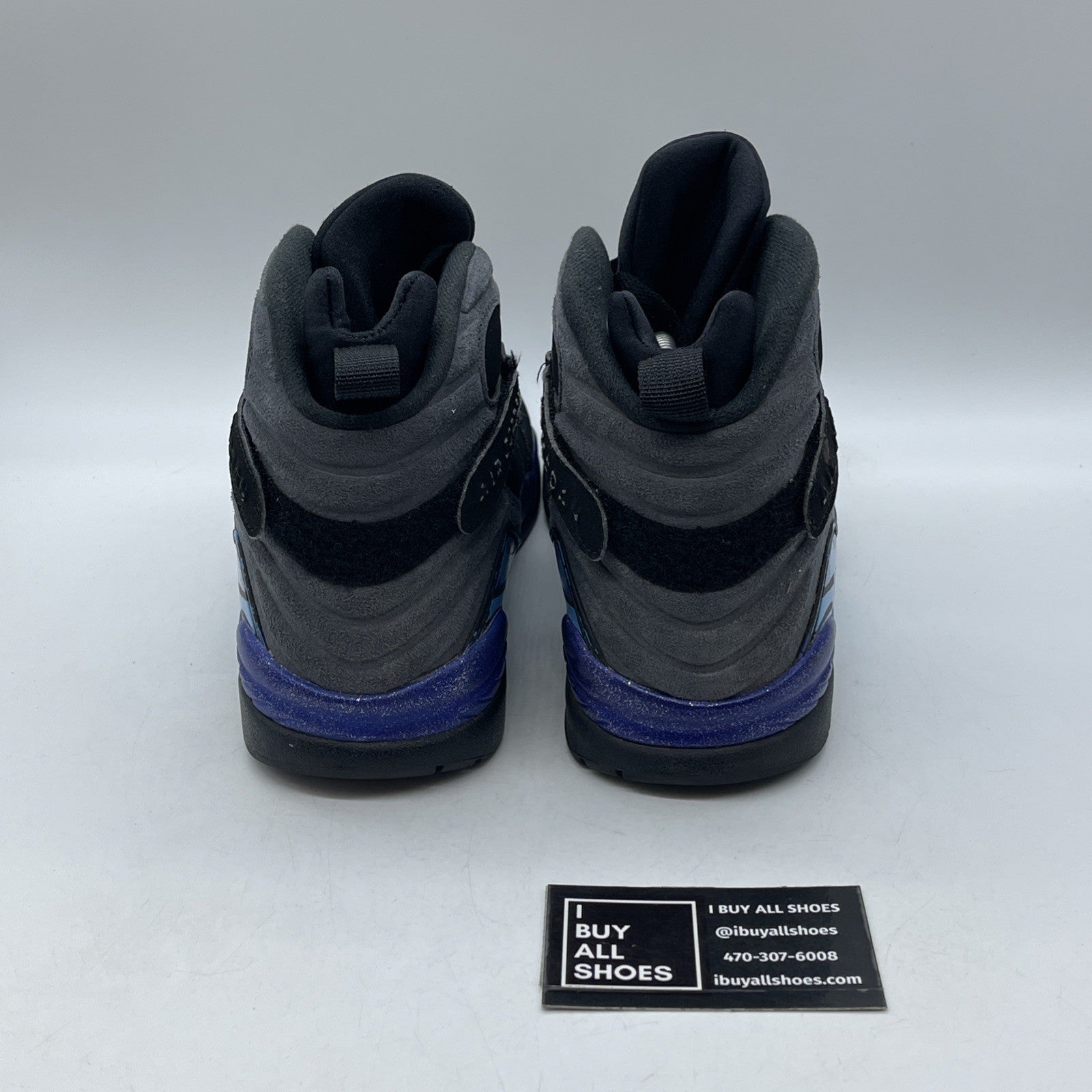 Size 10.5 - Air Jordan 8 Retro Aqua 2015 Grey Black Suede (305381-025)