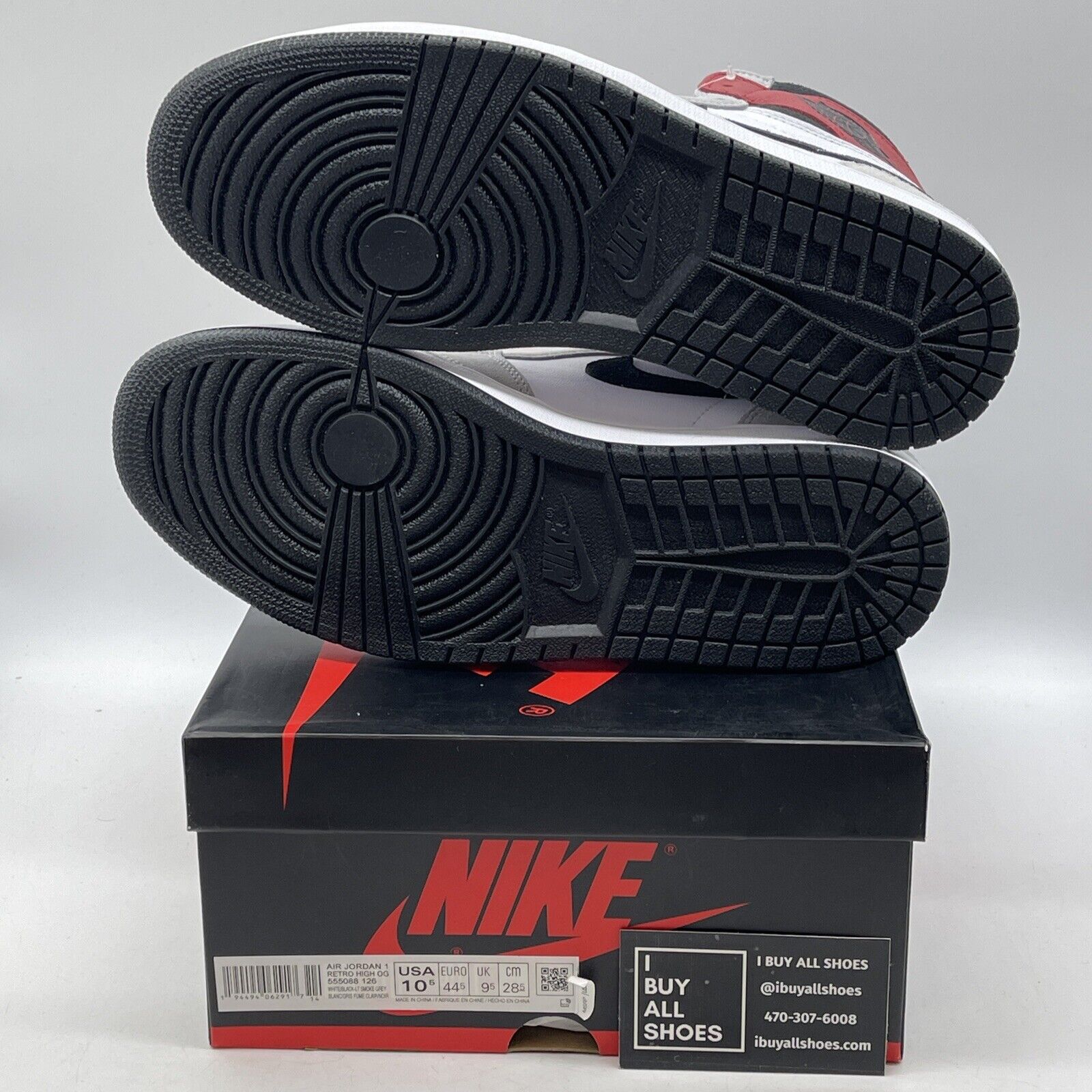 Size 10.5 - Jordan 1 Retro High OG Smoke Gray Black White Leather Suede