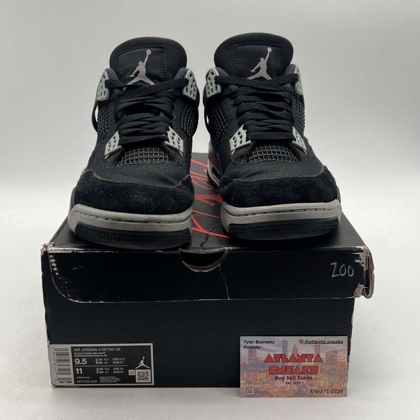 Size 9.5 - Jordan 4 Retro SE Mid Black Canvas (DH7138-006)