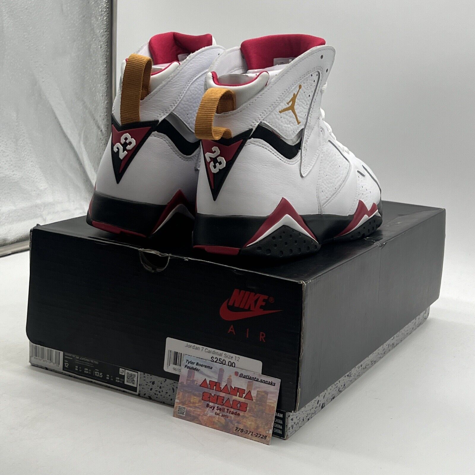 Size 12 - Jordan 7 Cardinal 2022 Red White Black Yellow Leather (CU0307-106)