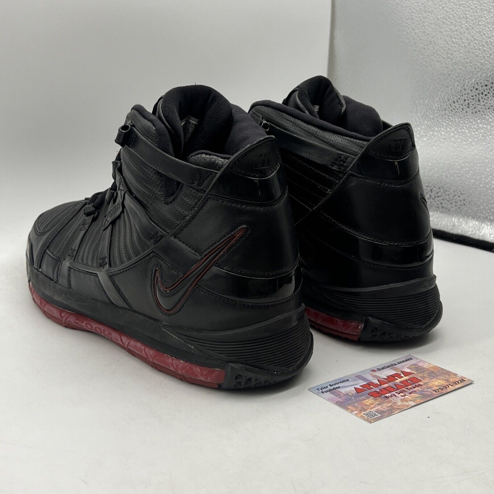 Size 12 - Nike Zoom LeBron 3 Black Crimson Leather (312147-004)