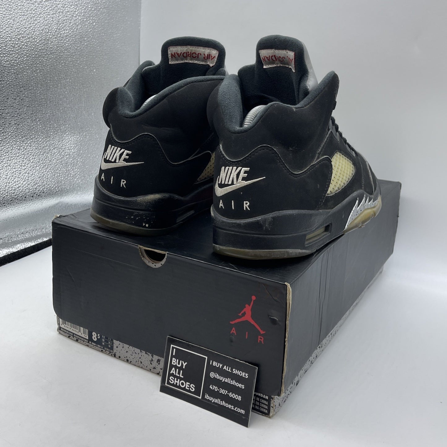 Size 8.5 - Jordan 5 OG Mid Metallic Silver Black Suede (845035-003)