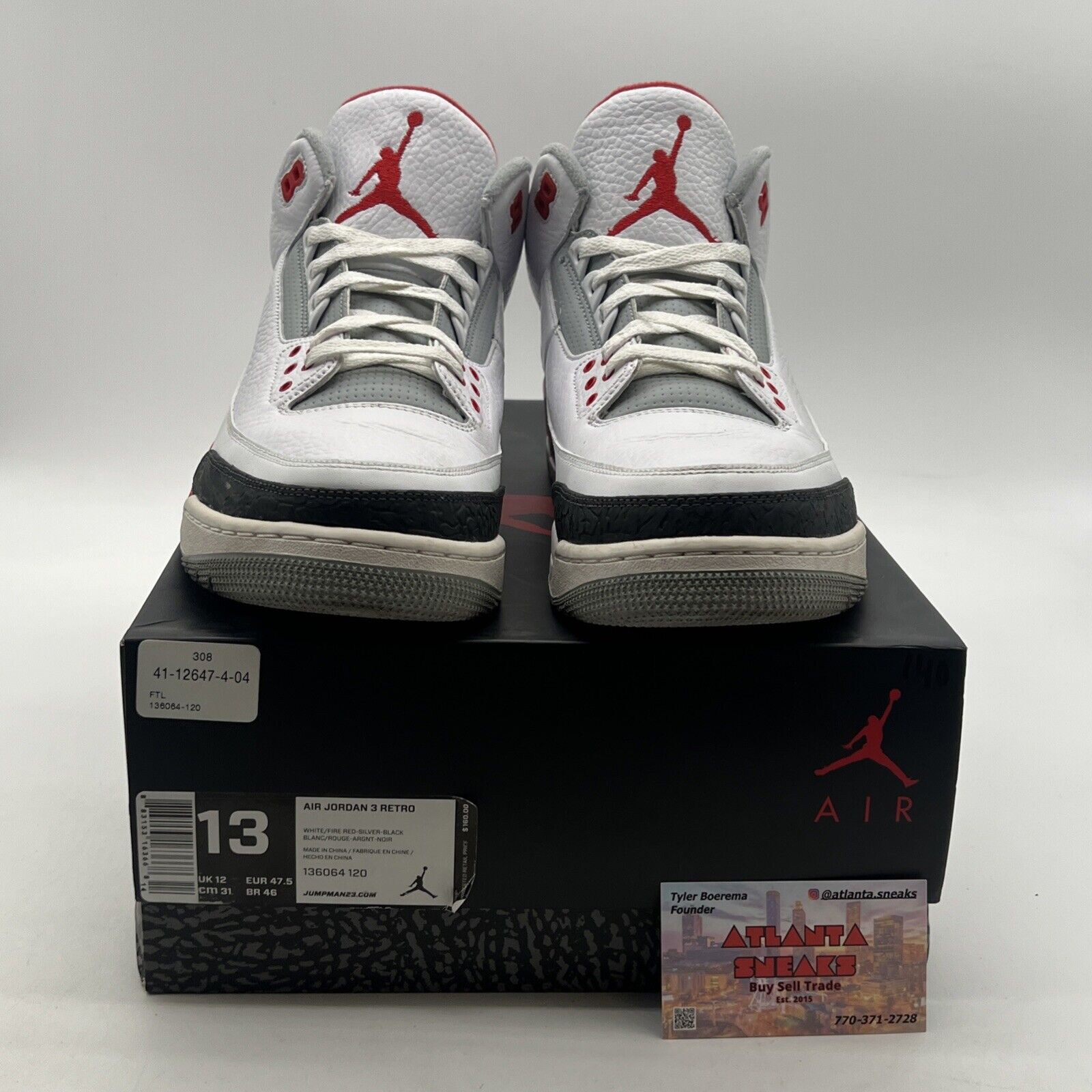 Size 13 - Air Jordan 3 Retro 2013 Fire Red (136064-120)