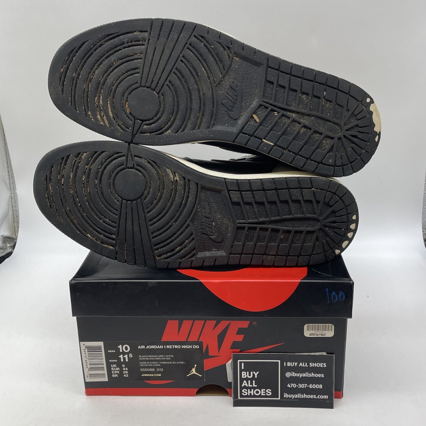 Size 10 - Jordan 1 Retro OG High Shadow Grey Black Leather (555088-013)