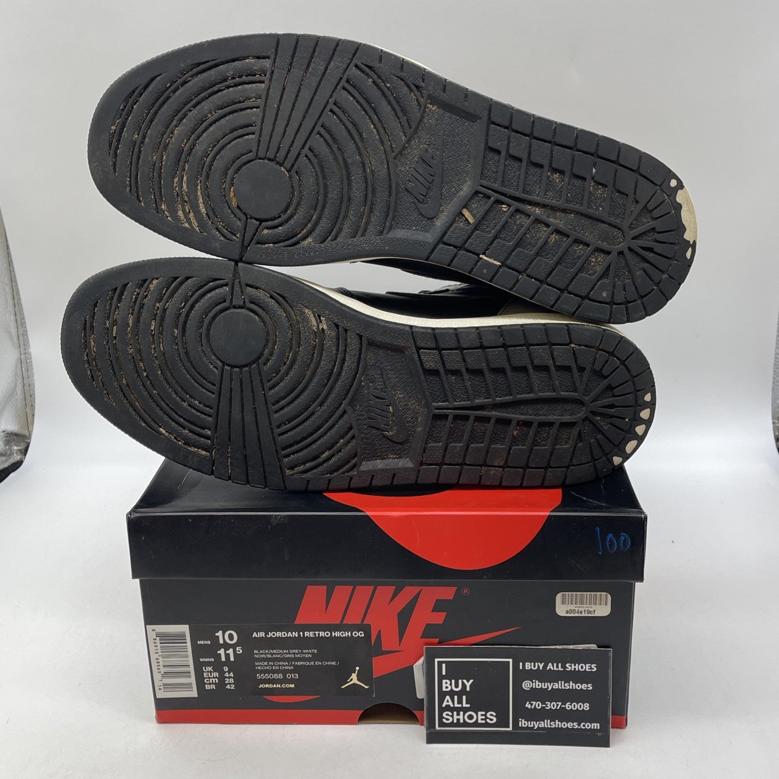 Size 10 - Jordan 1 Retro OG High Shadow Grey Black Leather (555088-013)
