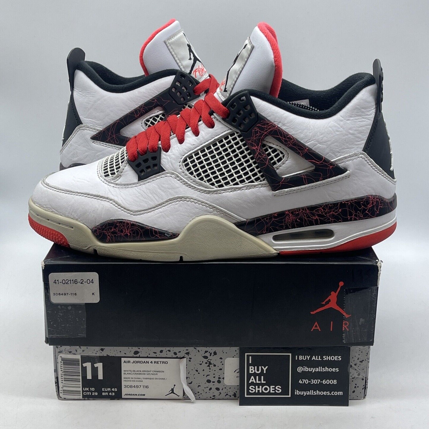 Size 11 - Jordan 4 Retro Pale Citron, Bright Crimson White Black (308497-116)