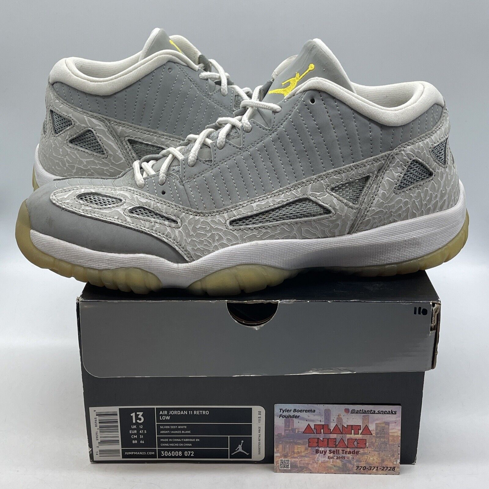 Size 13 - Air Jordan 11 Low Silver White Suede Leather (306008-072)