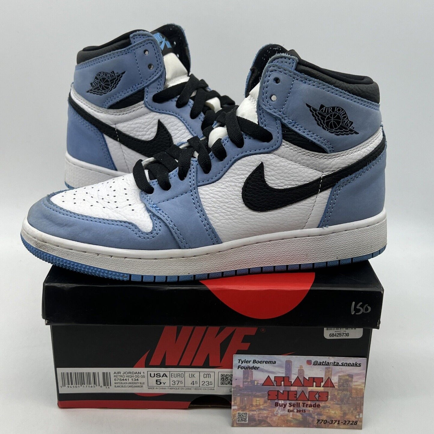 Size 5Y - Jordan 1 Retro OG High University Blue White Leather (575441-134)