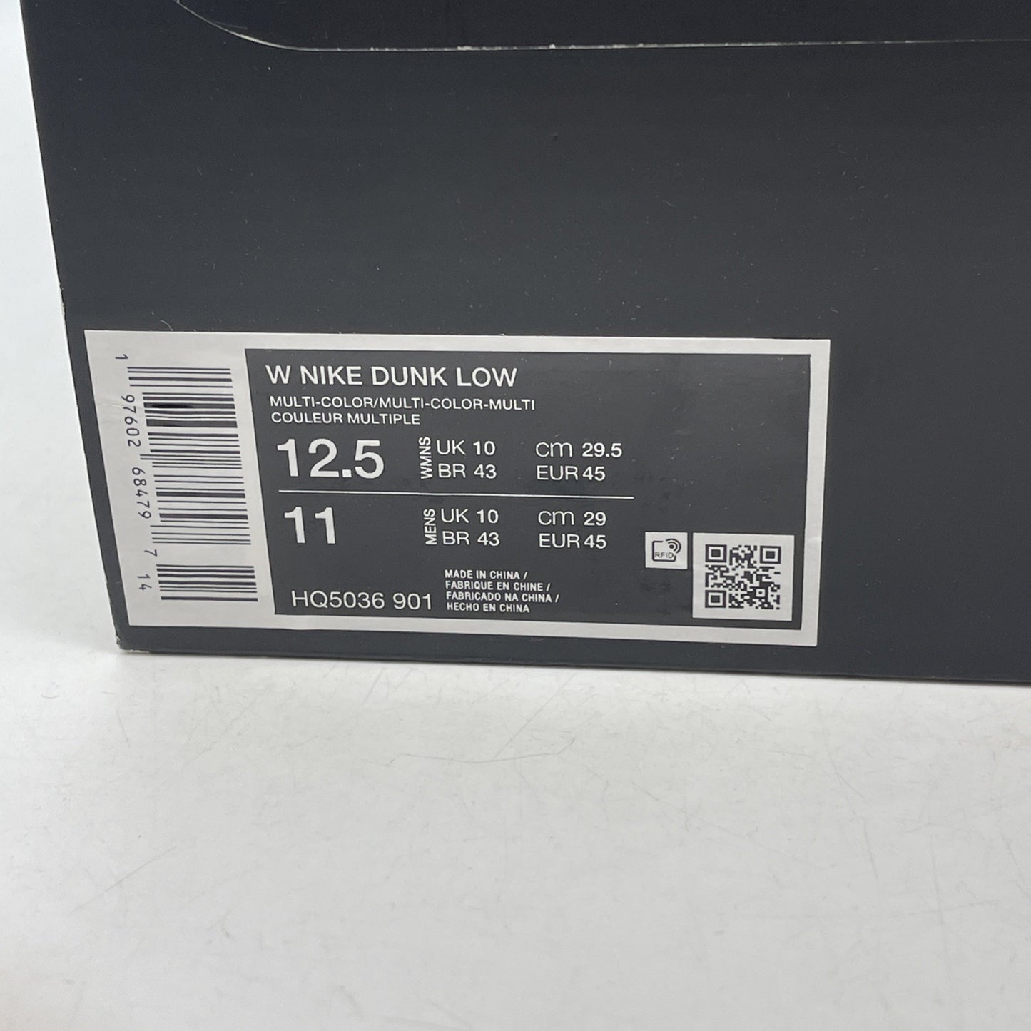 Size 12.5W - Harris Tweed x Nike Dunk Low Black Phantom  (HQ5036-901)