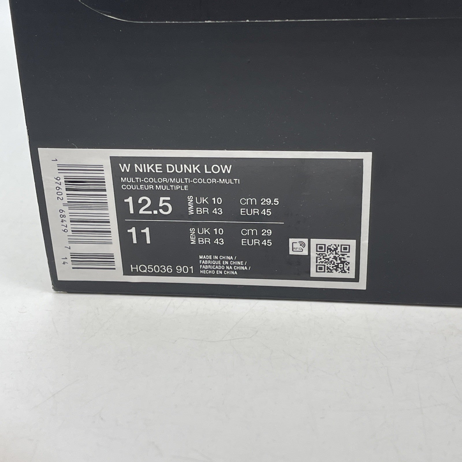 Size 12.5W - Harris Tweed x Nike Dunk Low Black Phantom  (HQ5036-901)