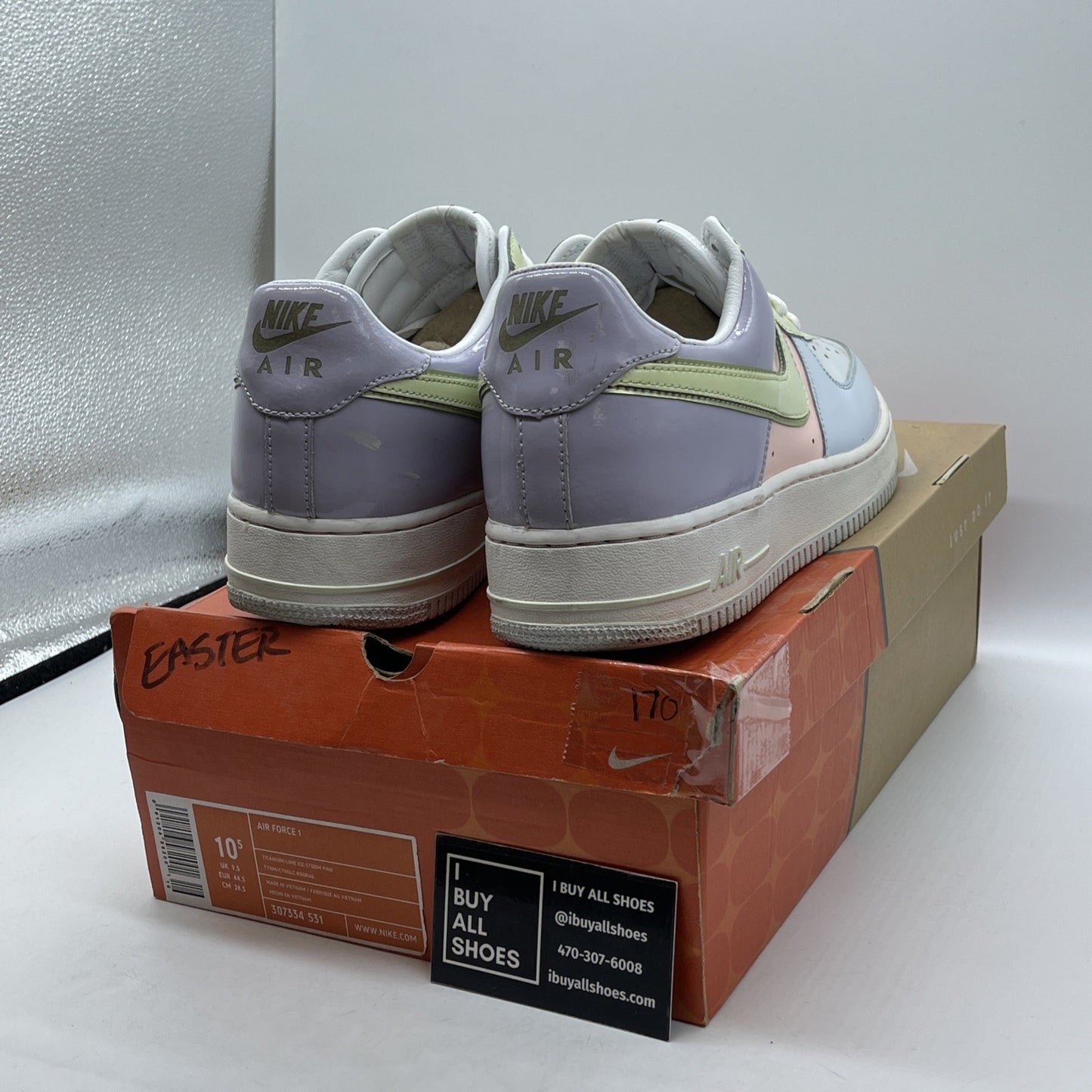 Size 10.5 - Nike Air Force 1 Easter Pink Purple White Leather (307334-531)