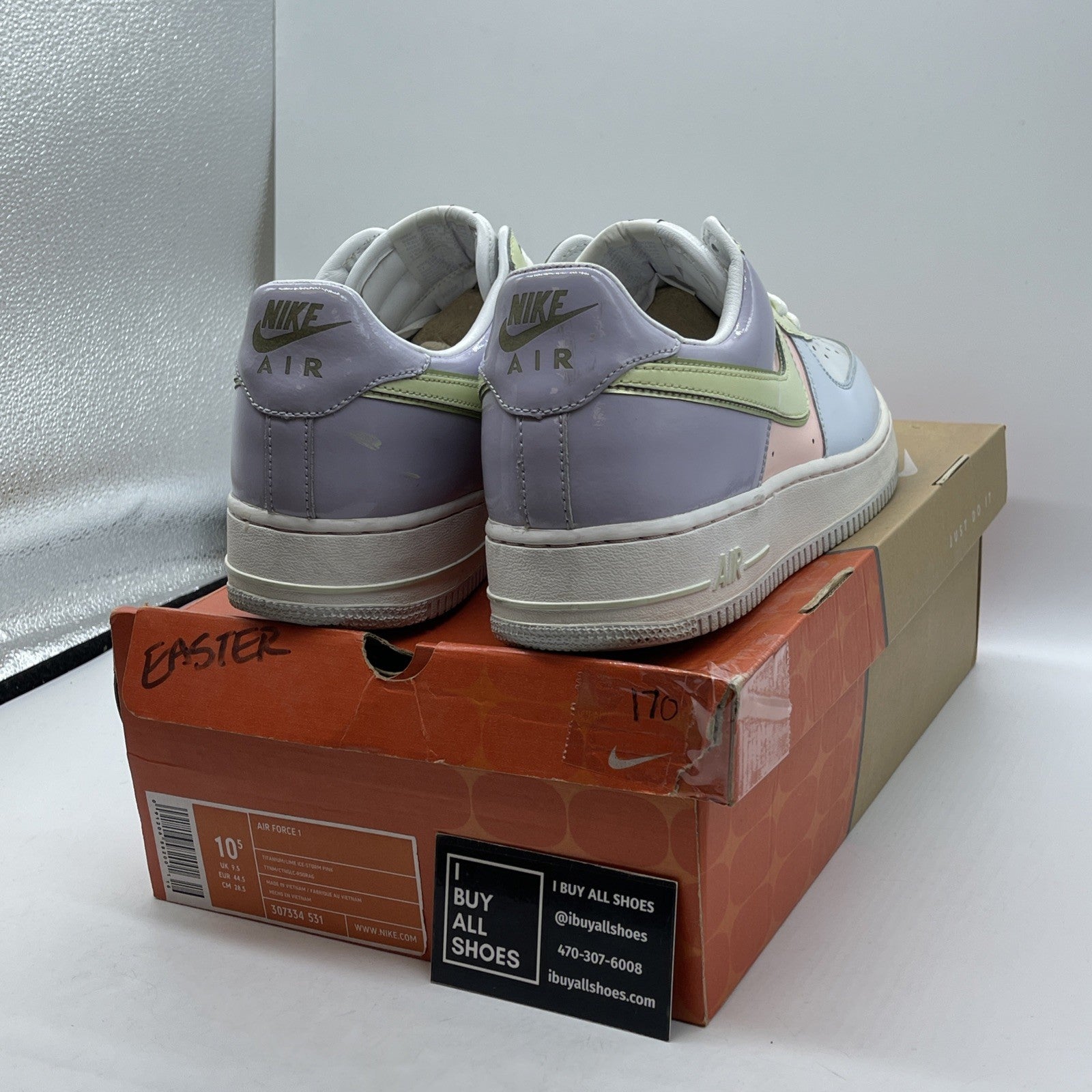 Size 10.5 - Nike Air Force 1 Easter Pink Purple White Leather (307334-531)
