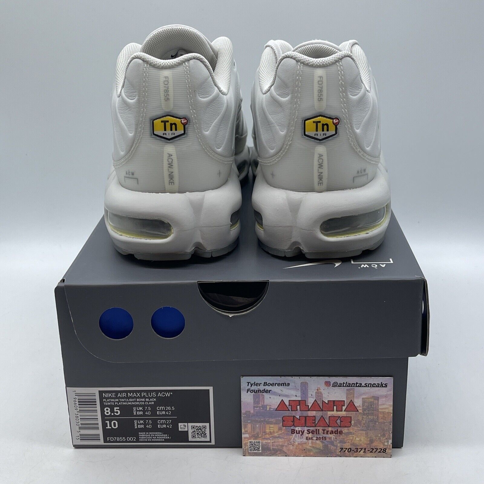 Size 8.5 - Nike A-Cold-Wall* x Air Max Plus Platinum Tint Leather (FD7855-002)