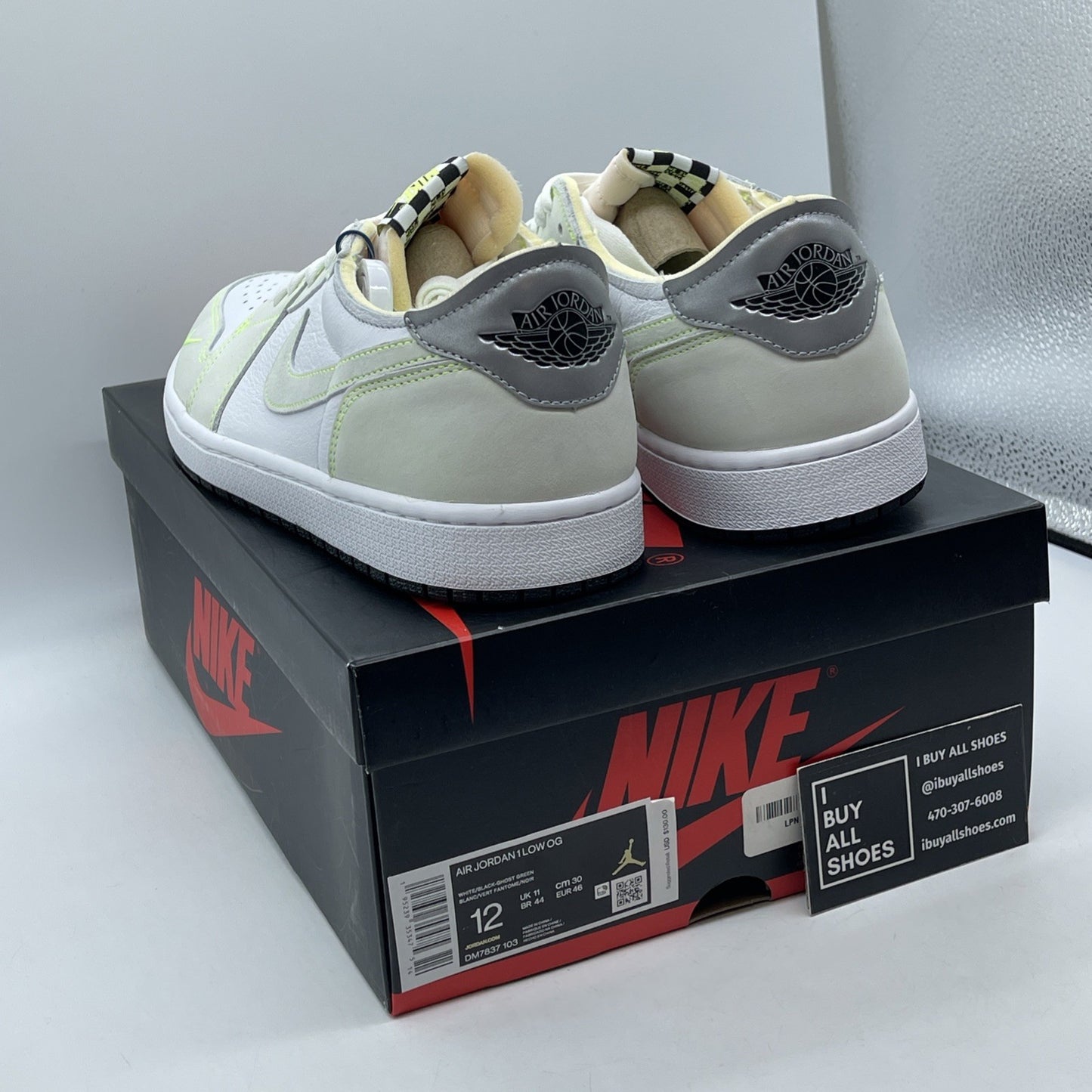 Size 12 - Air Jordan 1 Retro OG Low Ghost Green Suede Leather (DM7837-103)