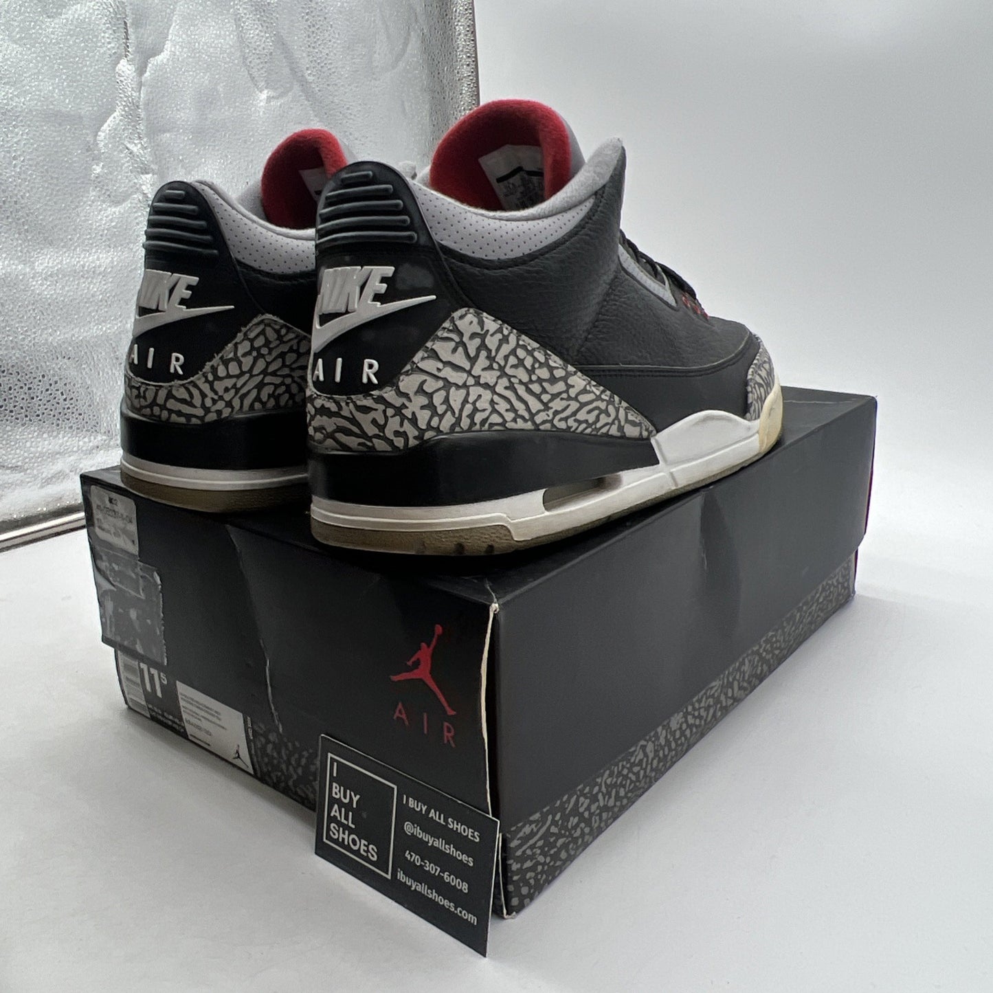 Size 11.5 - Air Jordan 3 Retro OG Mid Black Cement (854262-001)