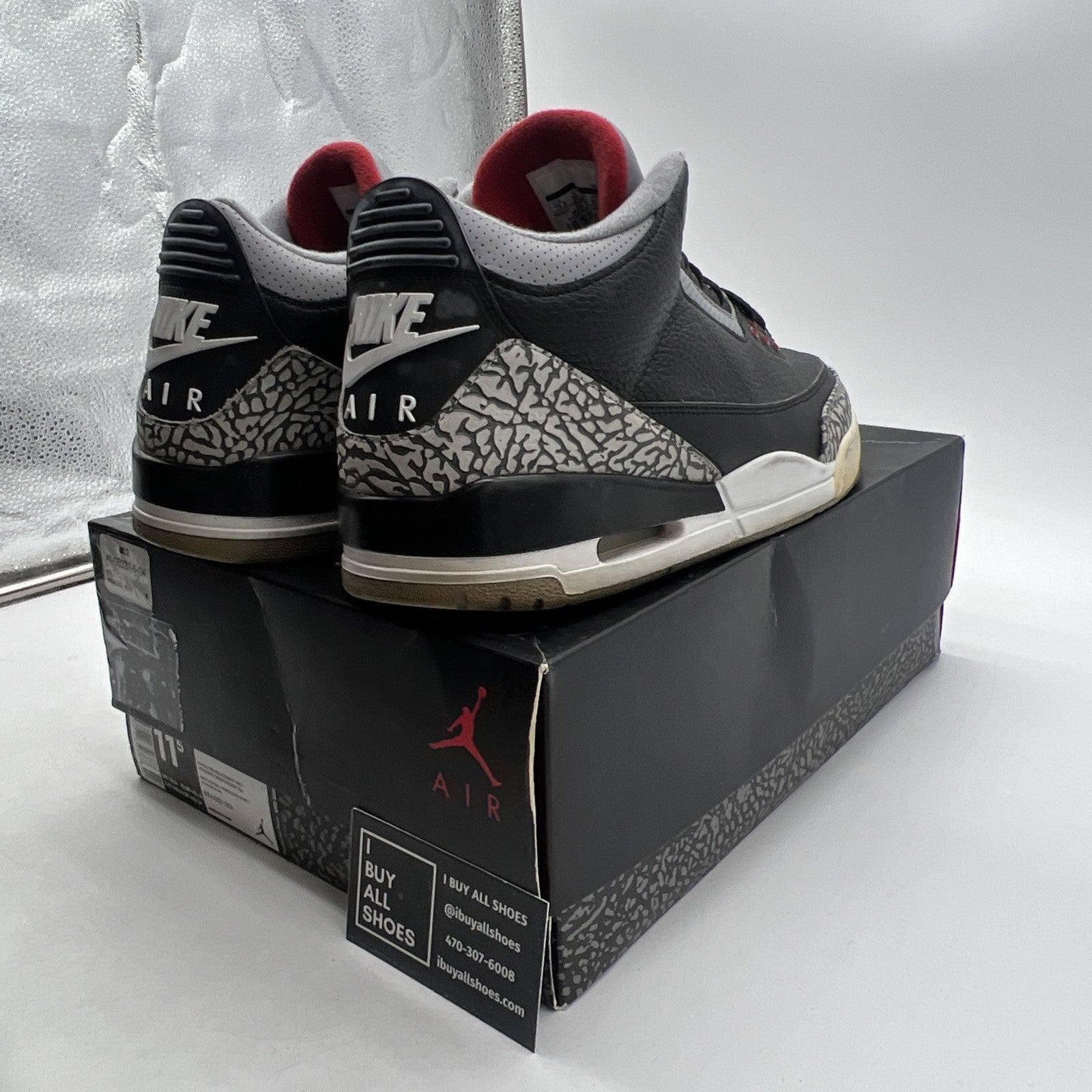 Size 11.5 - Air Jordan 3 Retro OG Mid Black Cement (854262-001)