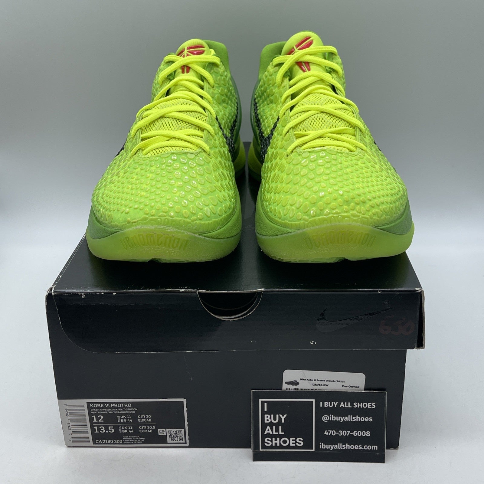 Size 12 - Nike Zoom Kobe 6 Protro Low Grinch (CW2190-300)