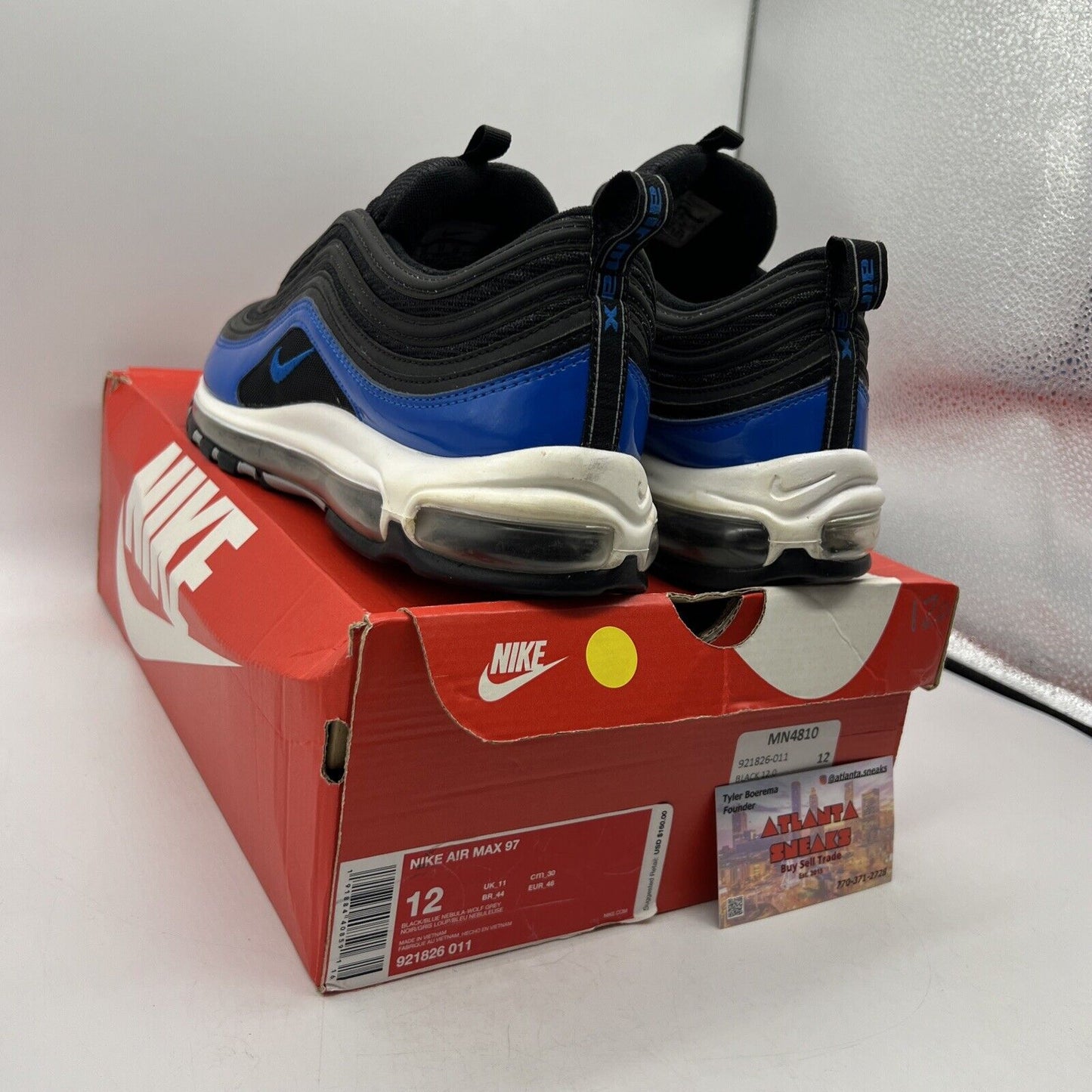 Size 12 - Nike Air Max 97 Blue Nebula Blue Black White (921826-001)