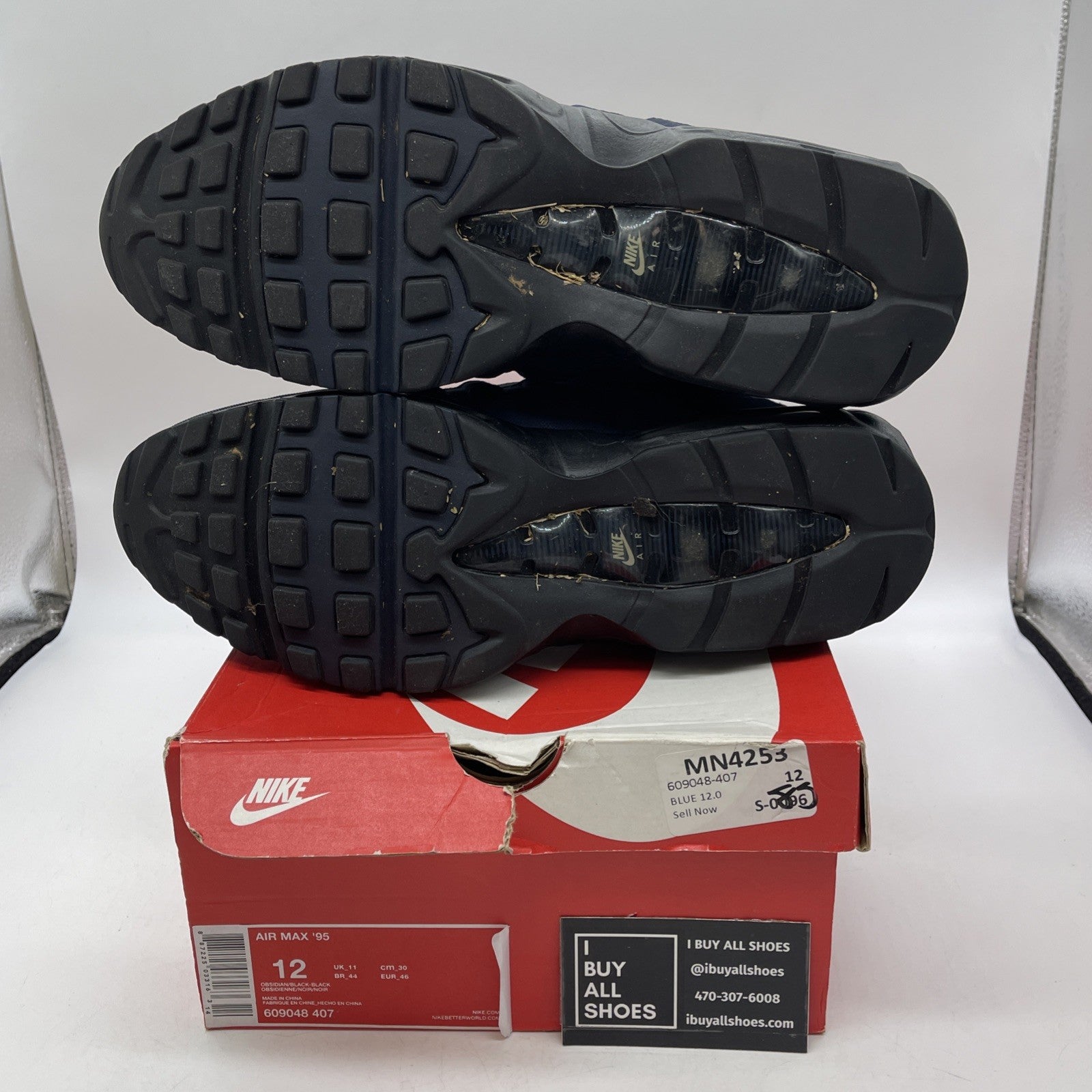 Size 12 - Nike Air Max 95 Obsidian Black Suede Leather (609048-407)