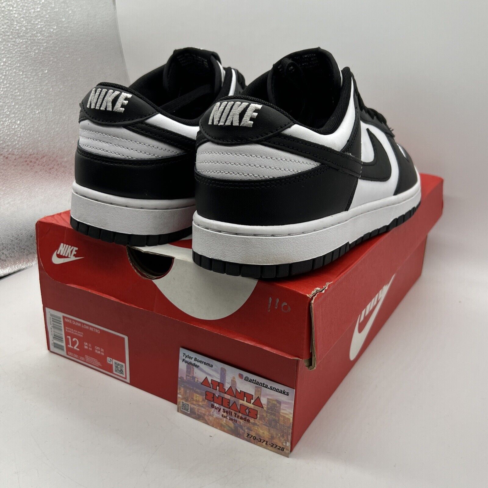 Size 12 - Nike Dunk Low Black White (DD1391-100) Leather