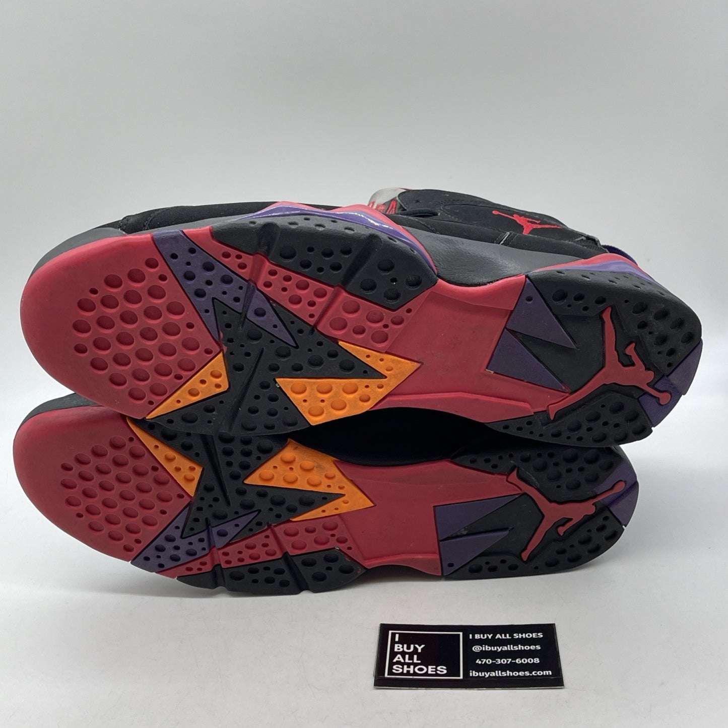 Size 13 - Air Jordan 7 Retro 2012 Raptor Black Purple Red Suede (304775-018)