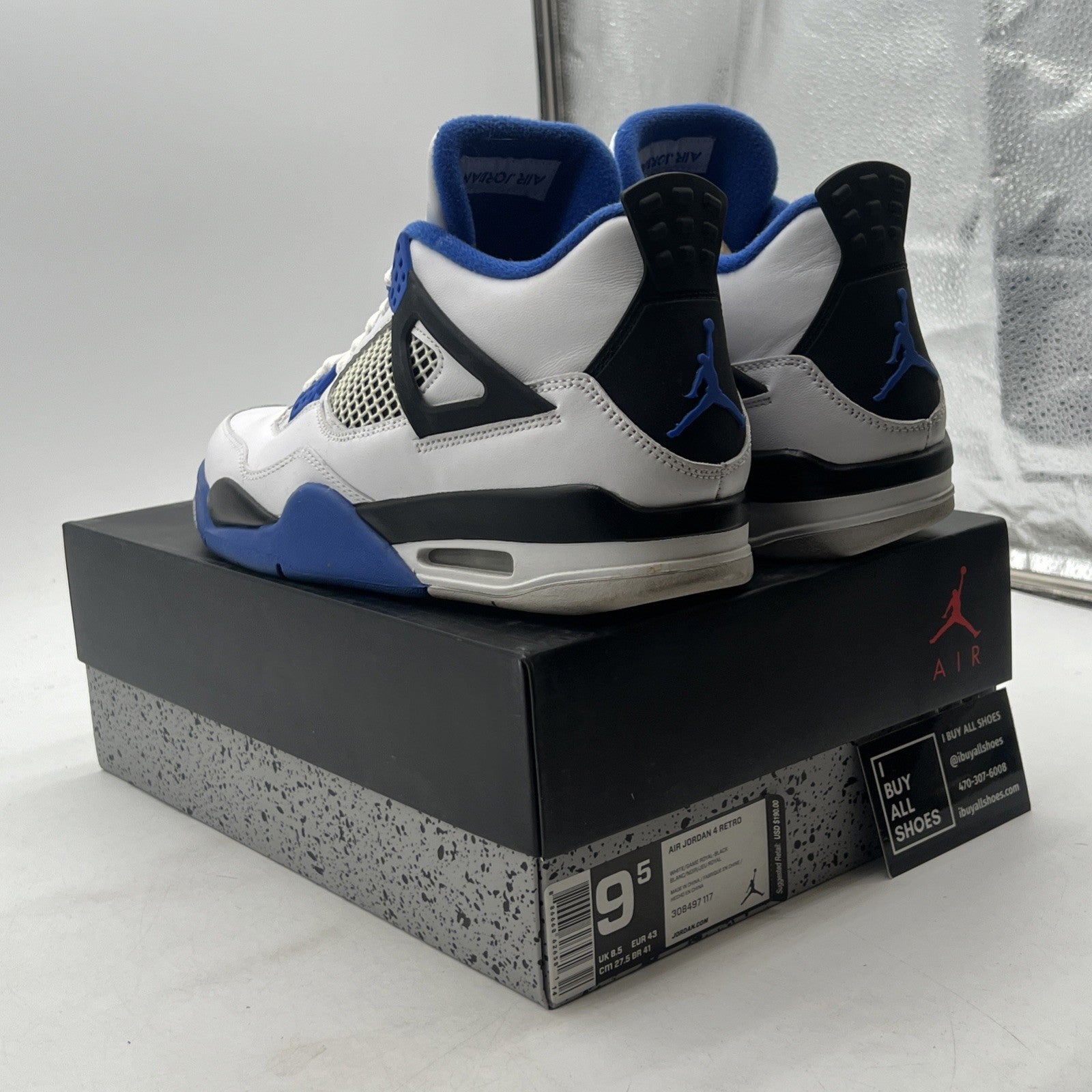 Size 9.5 - Air Jordan 4 Retro Mid Motorsports (308497-117)