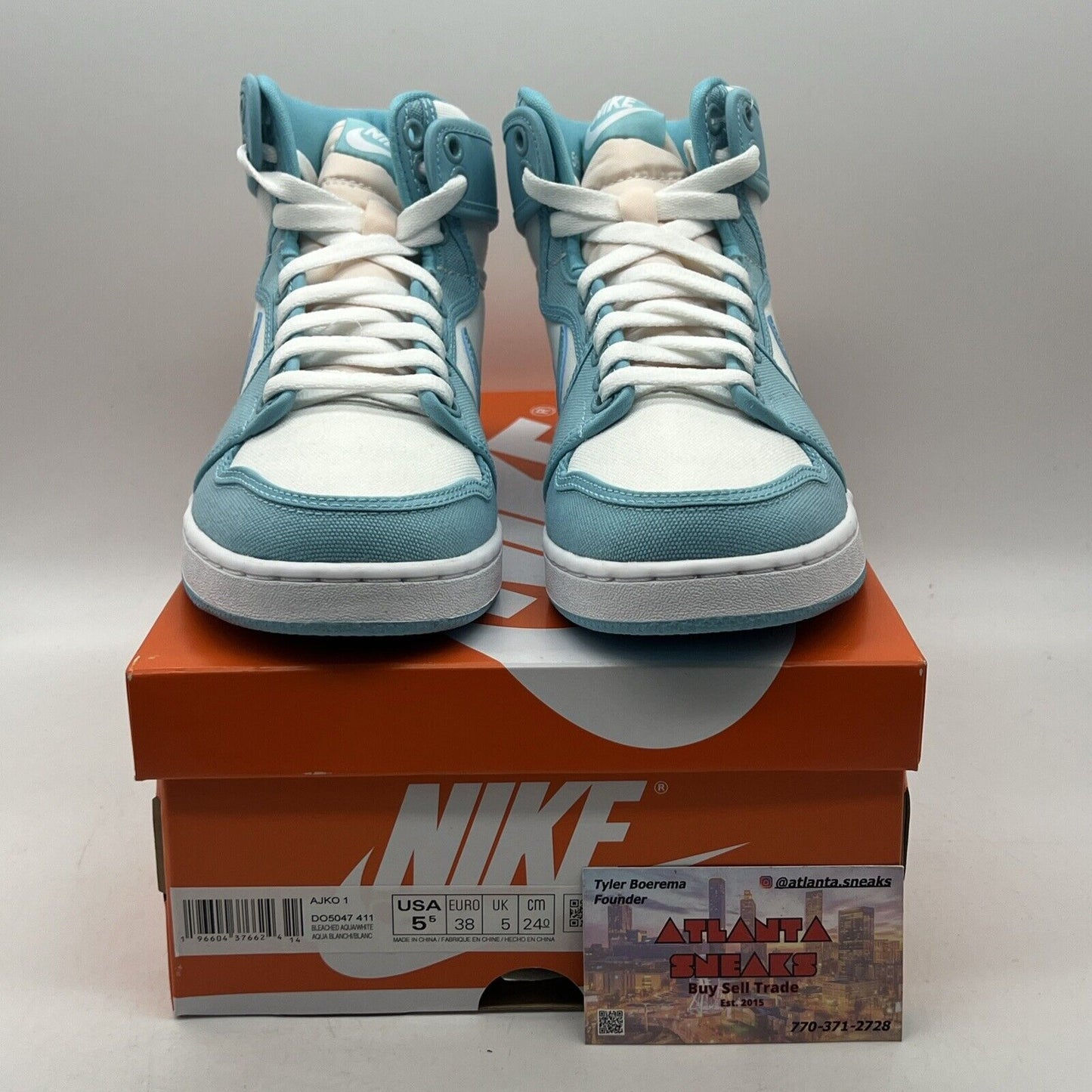 Size 5.5 - Air Jordan 1 KO Bleached Aqua White (DO5047-411)