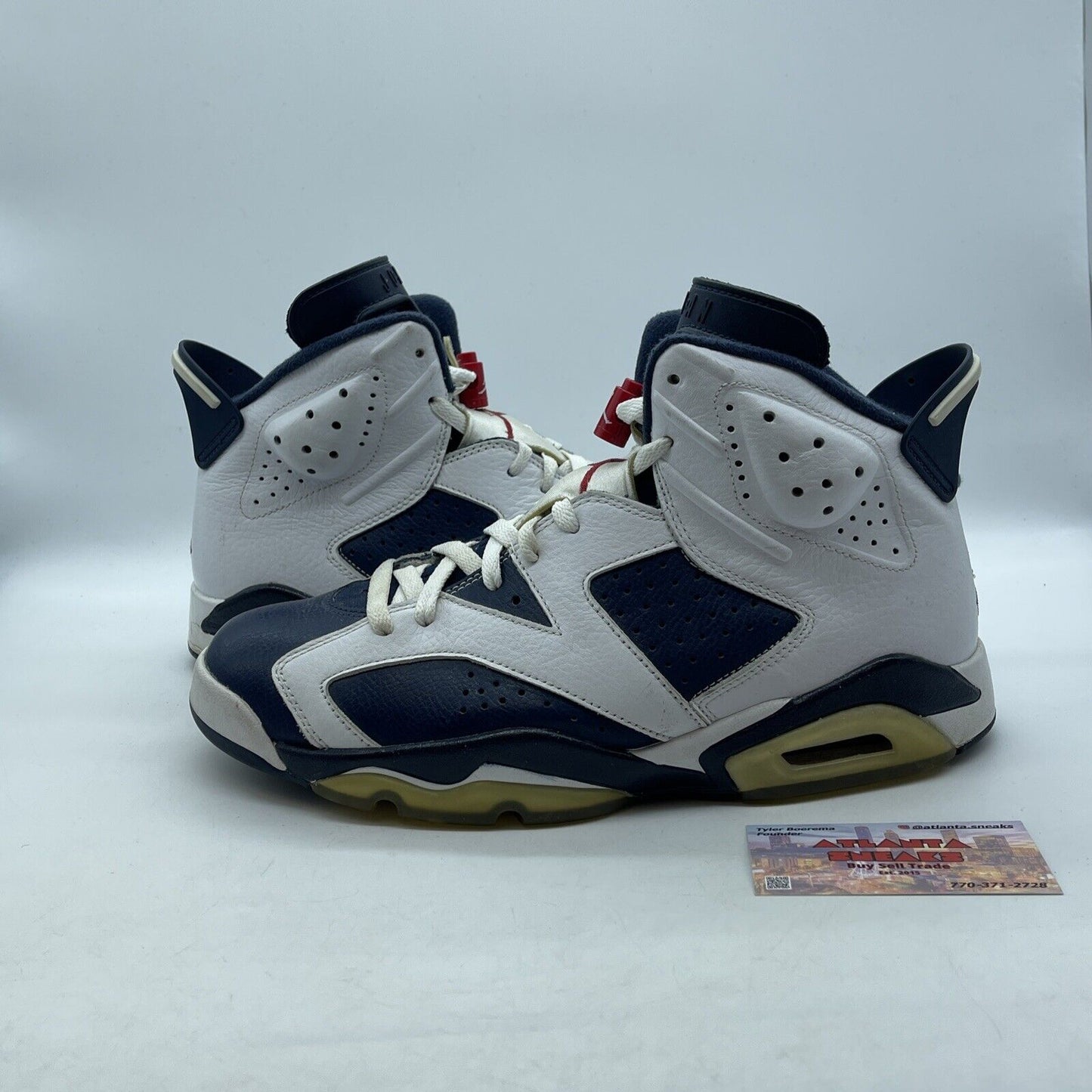 Size 9.5 - Air Jordan 6 Retro 2012 Olympic White Red Navy (384664-130)