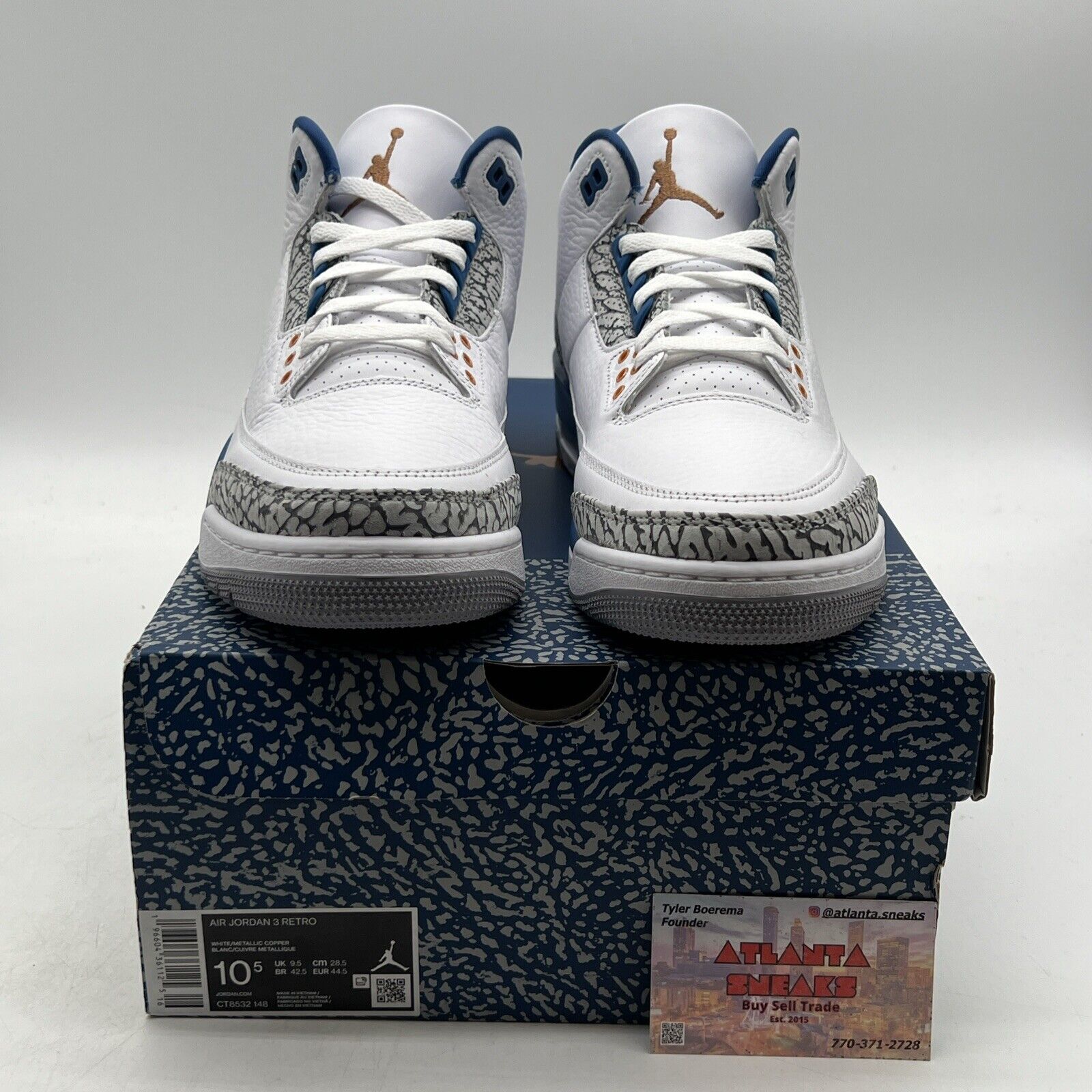 Size 10.5 - Jordan 3 Retro Mid Washington Wizards White Blue  (CT8532-148)