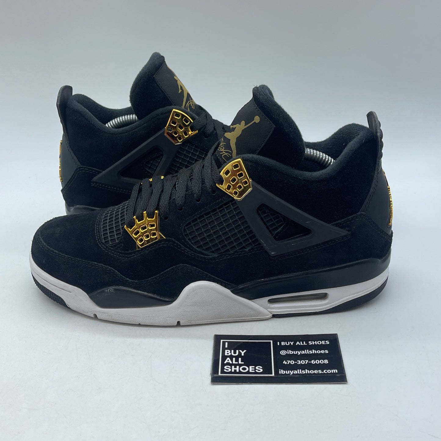 Size 9 - Jordan 4 Retro Royalty 2017 Black Gold Suede (308497-032)