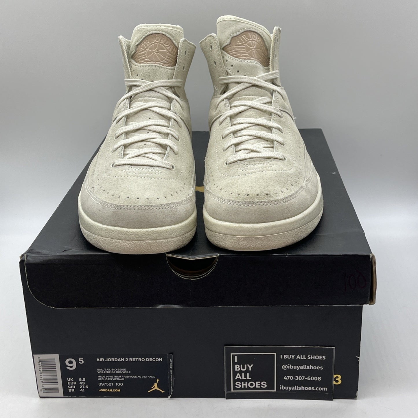 Size 9.5 - Air Jordan 2 Retro Deconstructed Sail Tan Suede Leather (897521-100)
