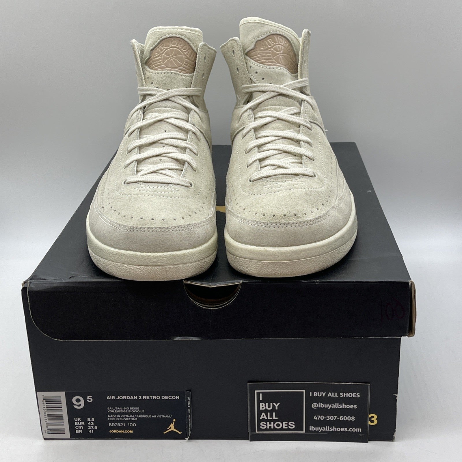 Size 9.5 - Air Jordan 2 Retro Deconstructed Sail Tan Suede Leather (897521-100)