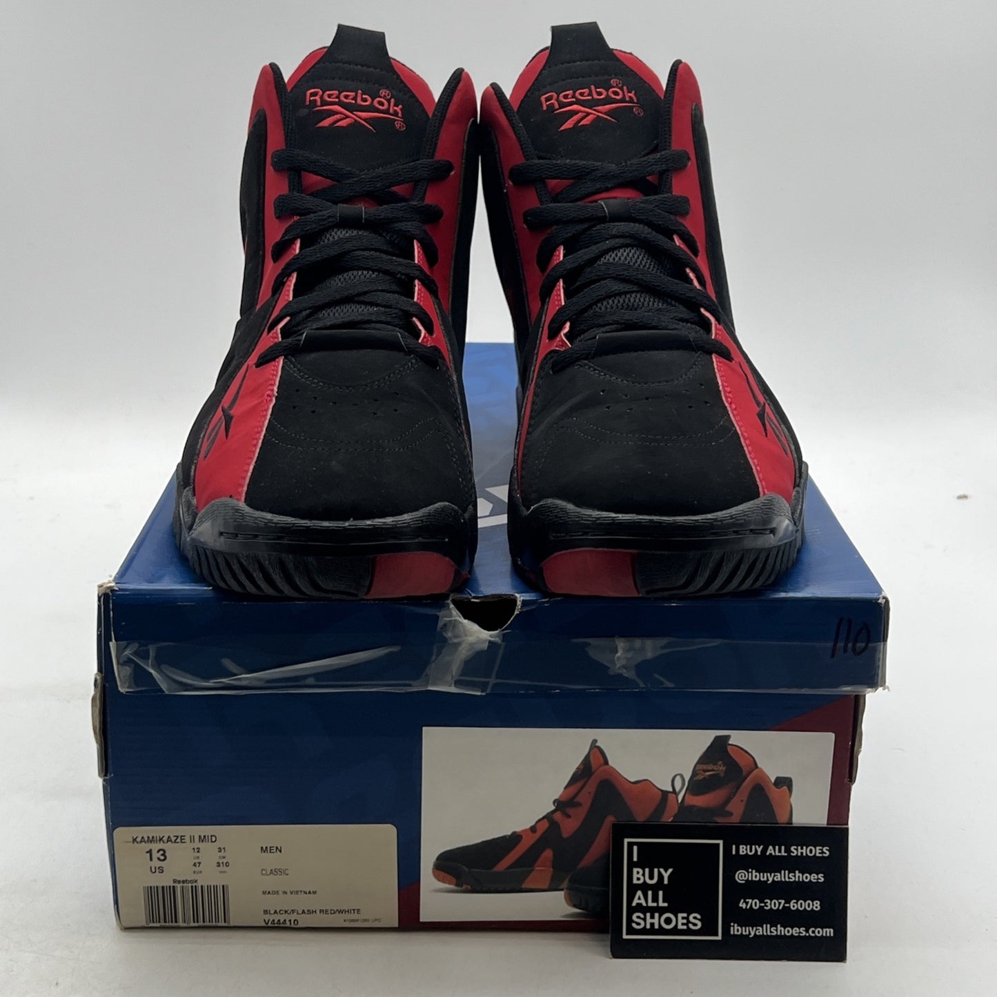 Size 13 - Reebok Kamikaze 2 Mid Blackflash Red (V44410)