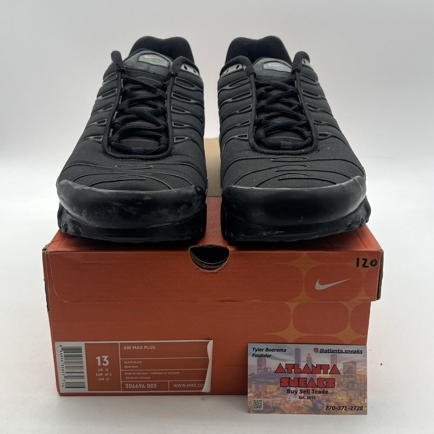 Size 13 - Nike Air Max Plus Low Triple Black Running (306696-003)
