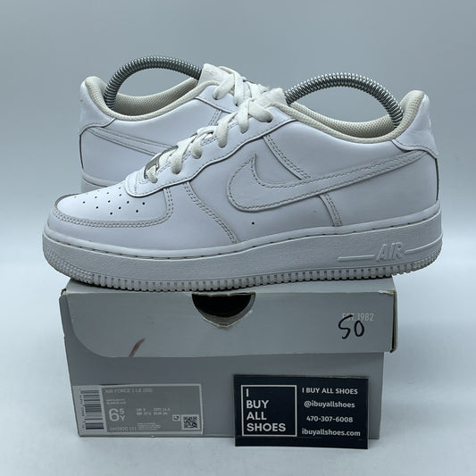 Size 6.5Y (GS) - Nike Air Force 1 LE Low Triple White Leather (DH2920-111)