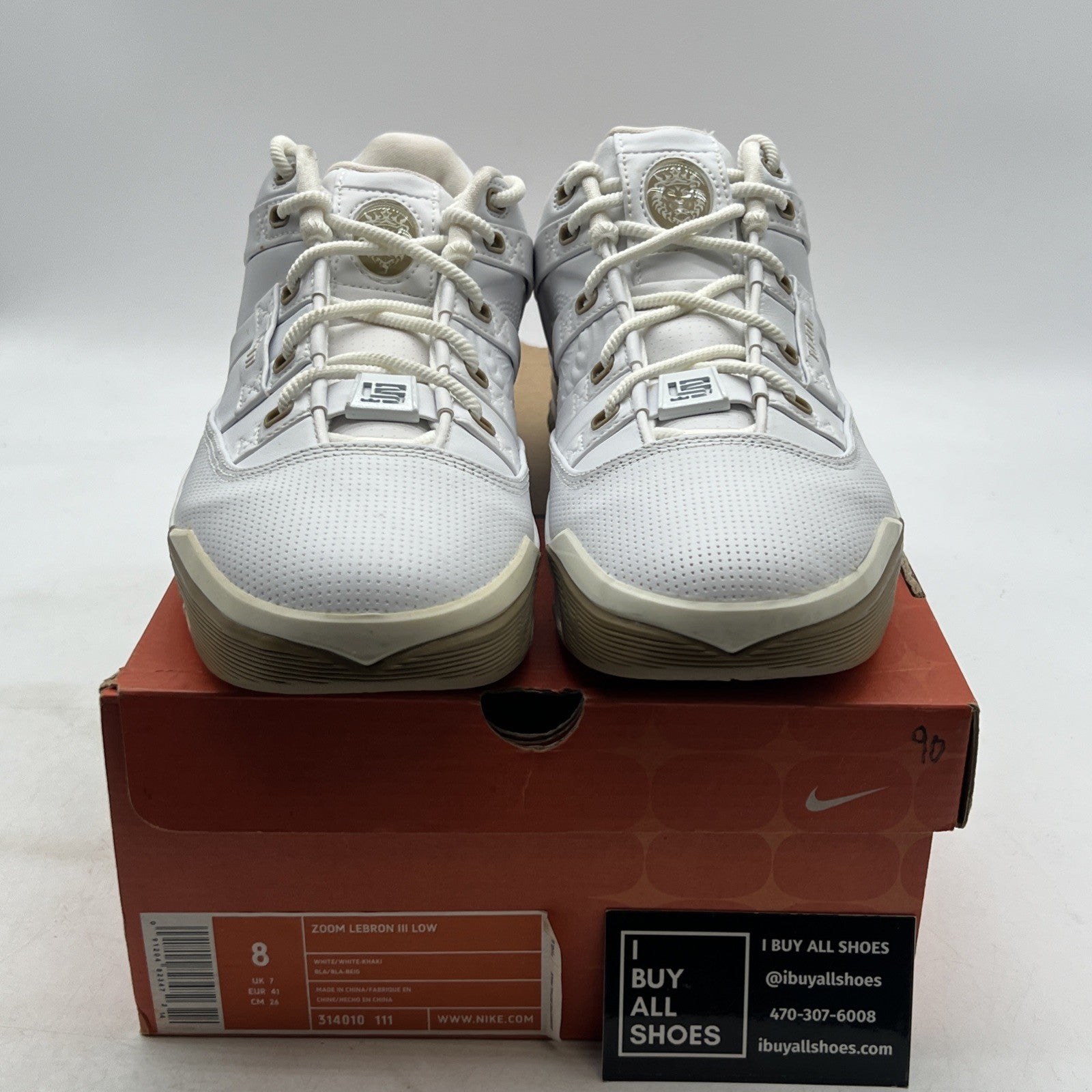 Size 8 - Nike Zoom LeBron 3 Low White (314010-111)