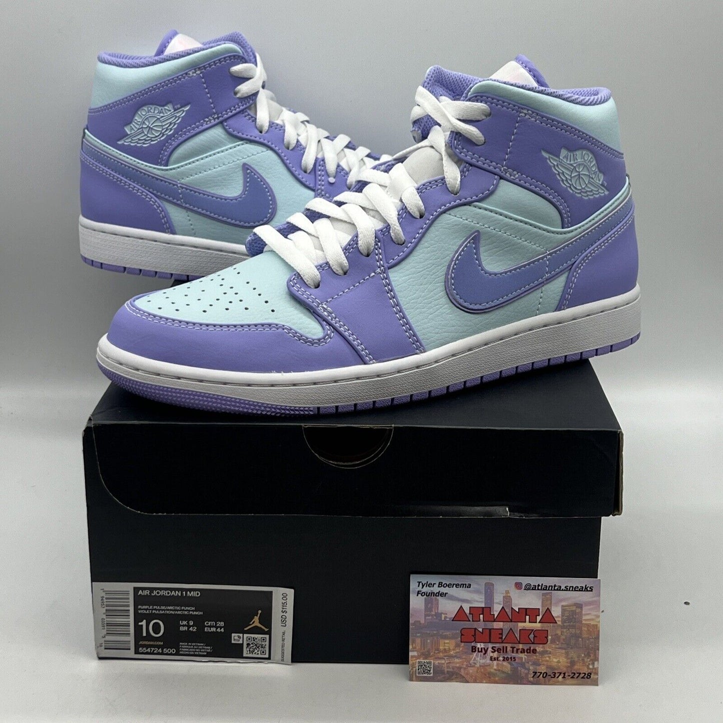 Size 10 - Jordan 1 Mid Purple Brand New Og All