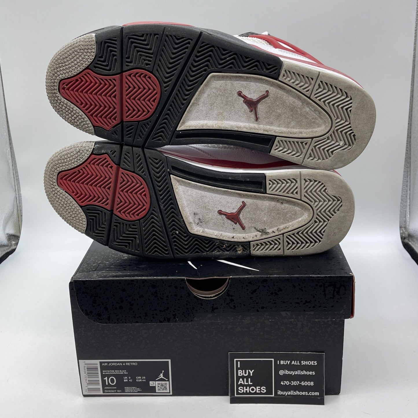 Size 10 - Jordan 4 Retro Mid Red Cement White Red Black Leather (DH6927-161)