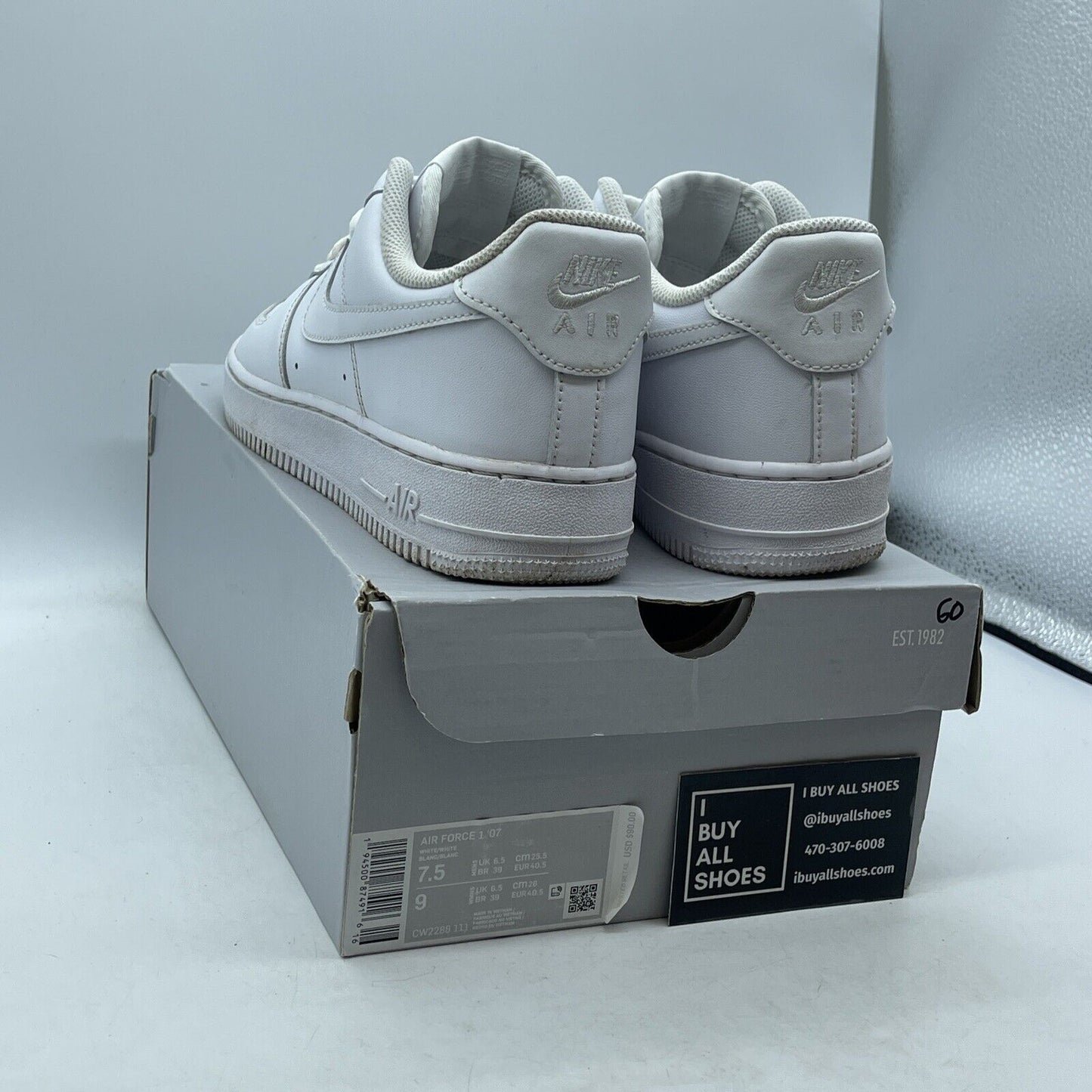 Size 7.5 - Nike Air Force 1 '07 Low Triple White Suede Leather (CW2288-111)