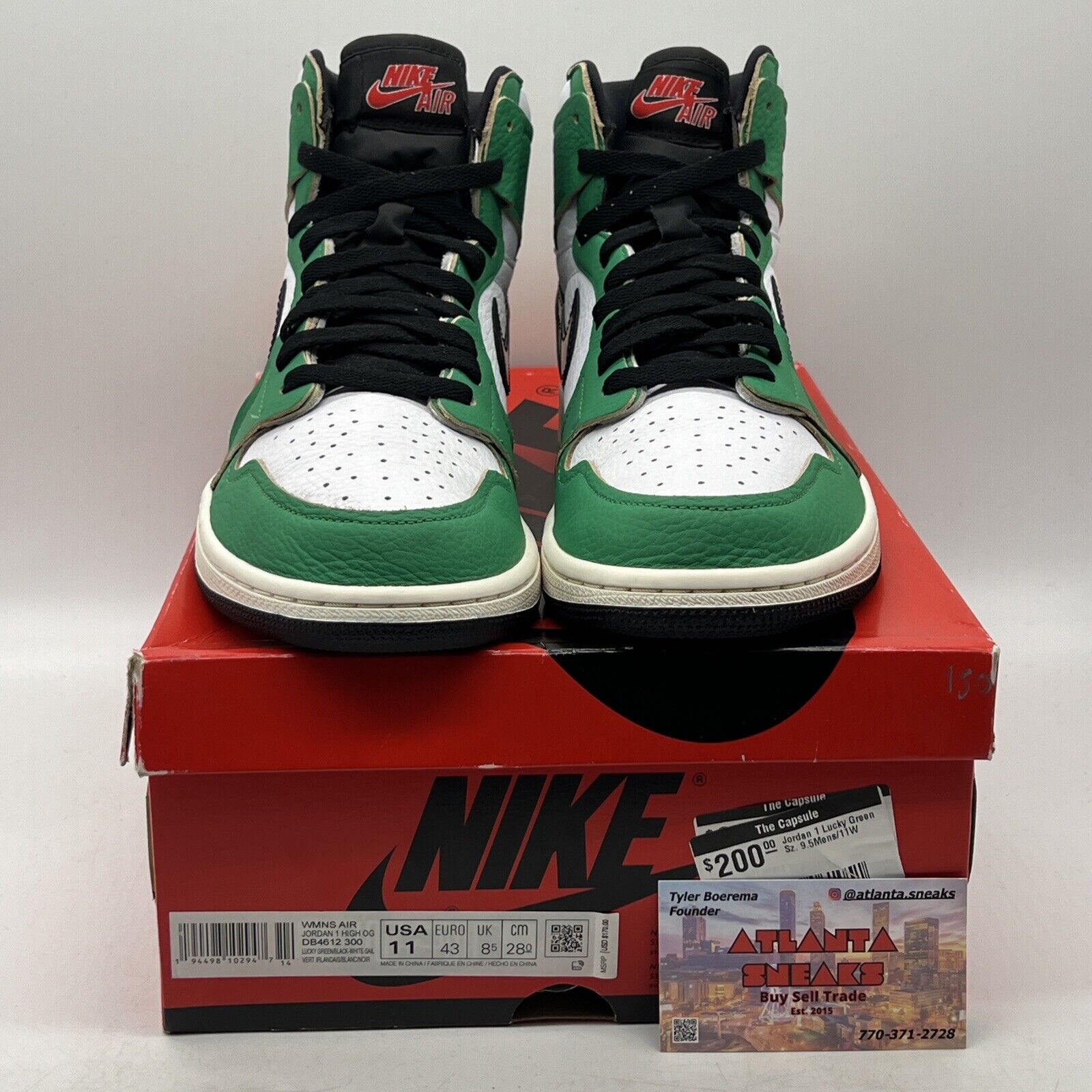 Size 11 - Air Jordan 1 Retro OG Lucky Green W White Black Leather (DB4612-300)