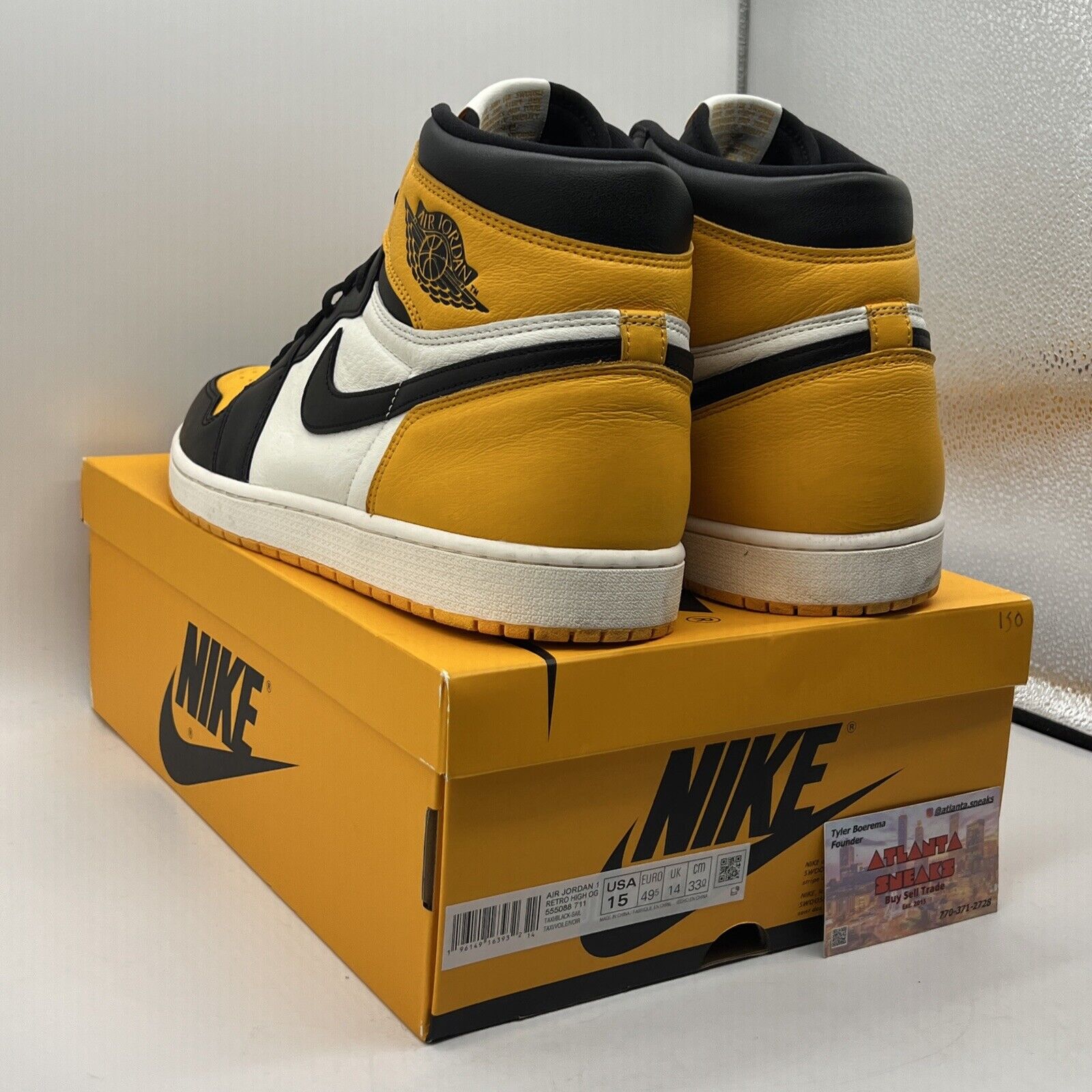 Size 15 - Jordan 1 Retro OG High Yellow Toe Black White Leather (555088-711)