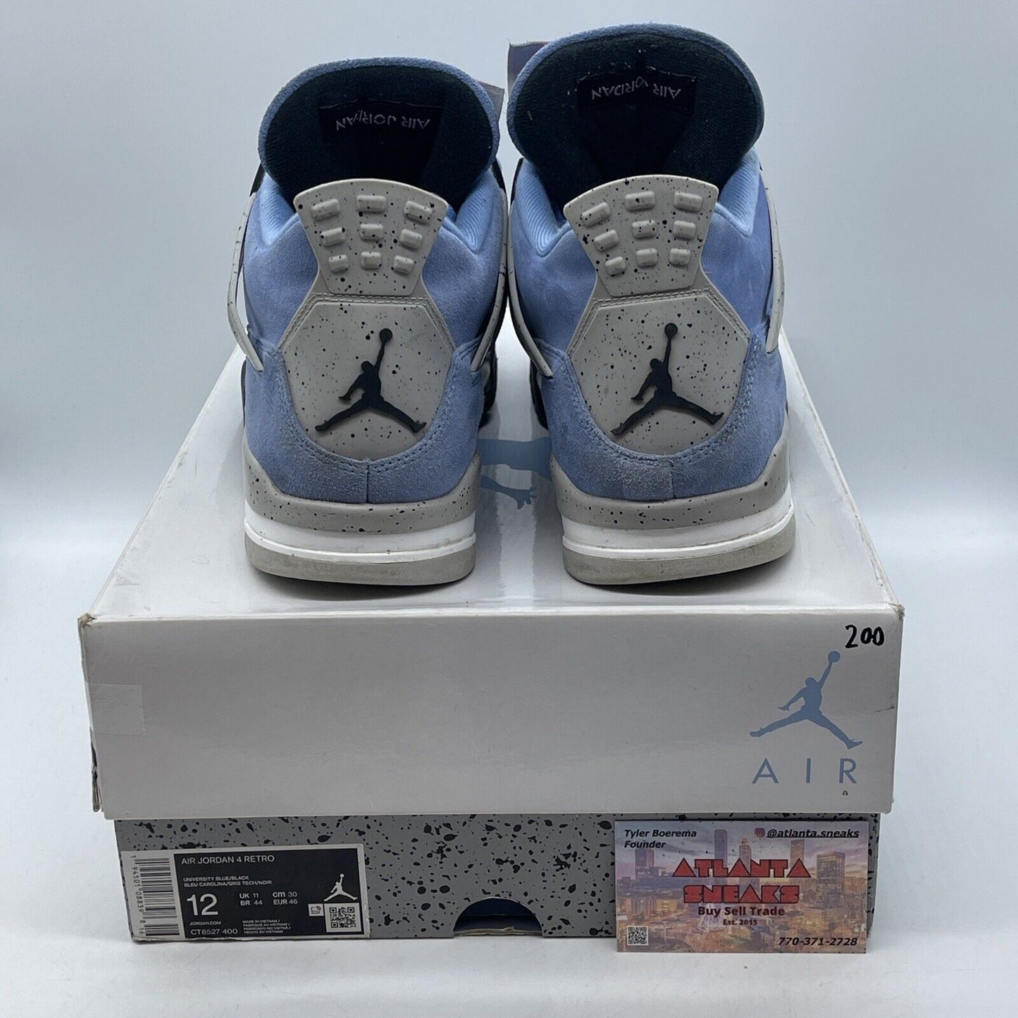 Size 12 - Jordan 4 Retro Mid University Blue Suede Grey Black (CT8527-400)