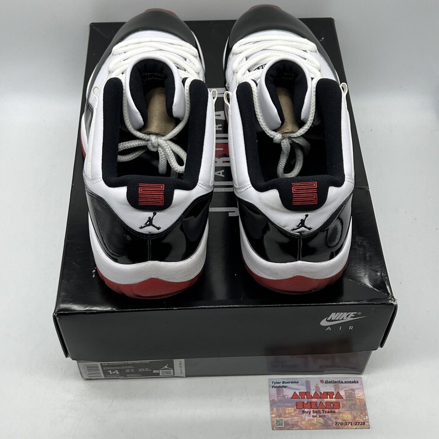 Size 14 - Jordan 11 Retro Low Concord-Bred Black White Red Leather (AV2187-160)