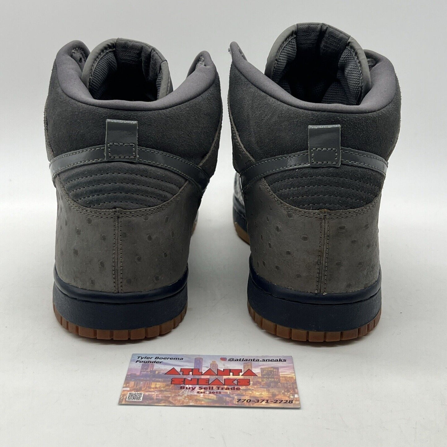 Size 10.5 - Nike Dunk Deluxe High Gray Leather Suede Gum (312032-001)